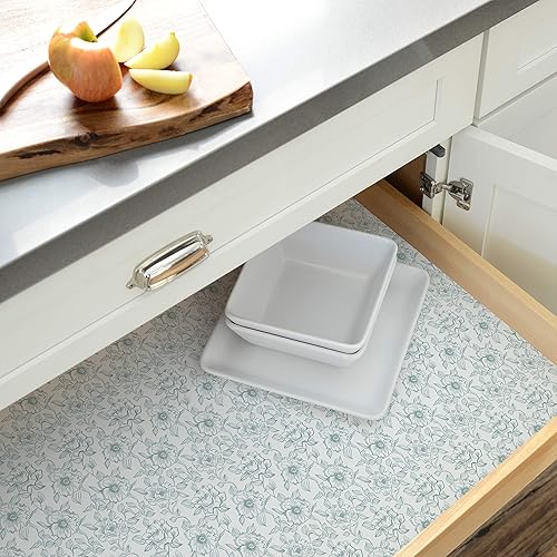 Miniatura 4 de Con-Tact Brand Blue-18 - Revestimiento adhesivo para cajón y estante, 18.0 x 9.0in, diseño floral antiguo, color azul