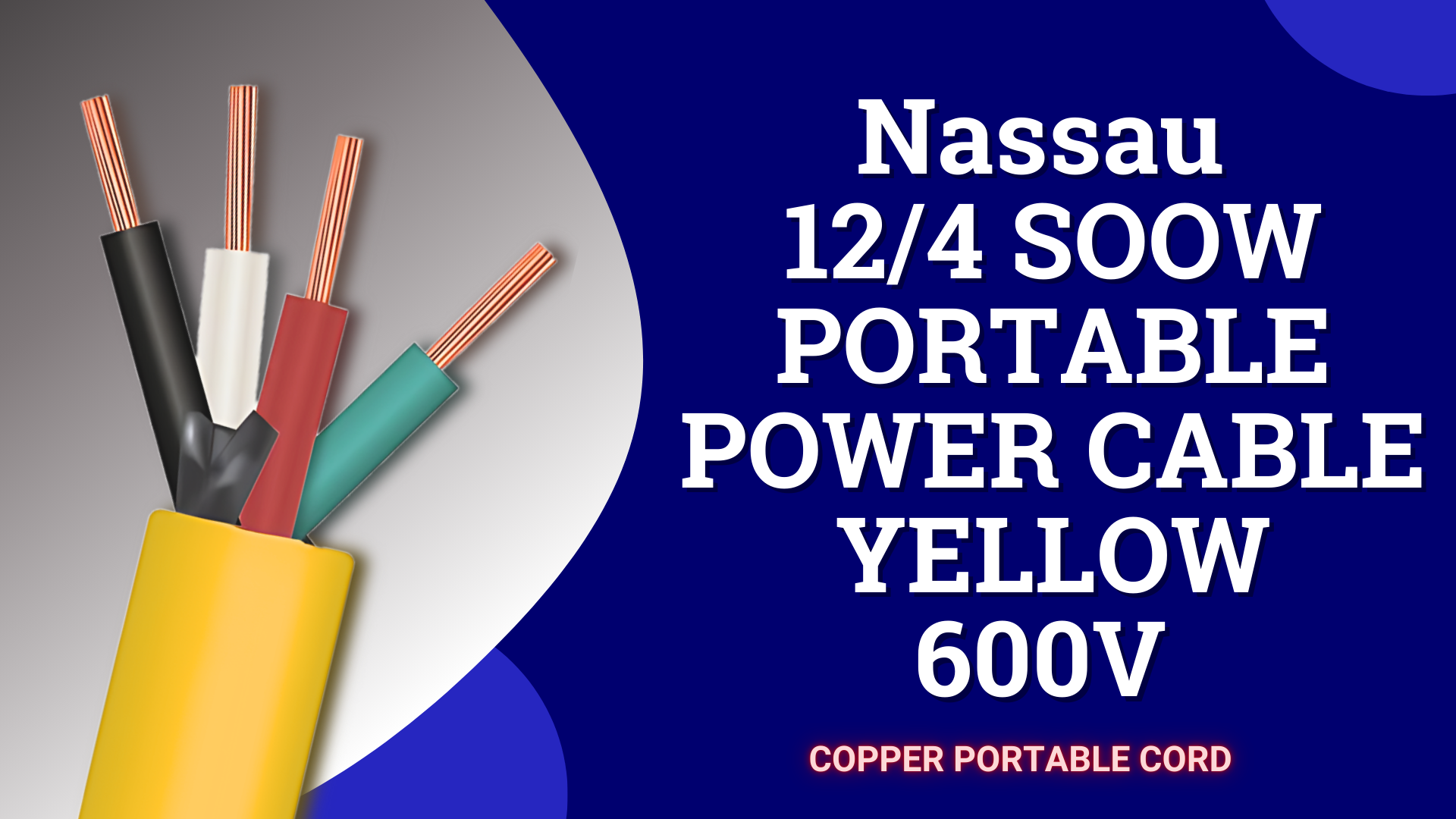Amazon.com: Nassau 12/4 SOOW SO 600V Yellow Portable Power Cord