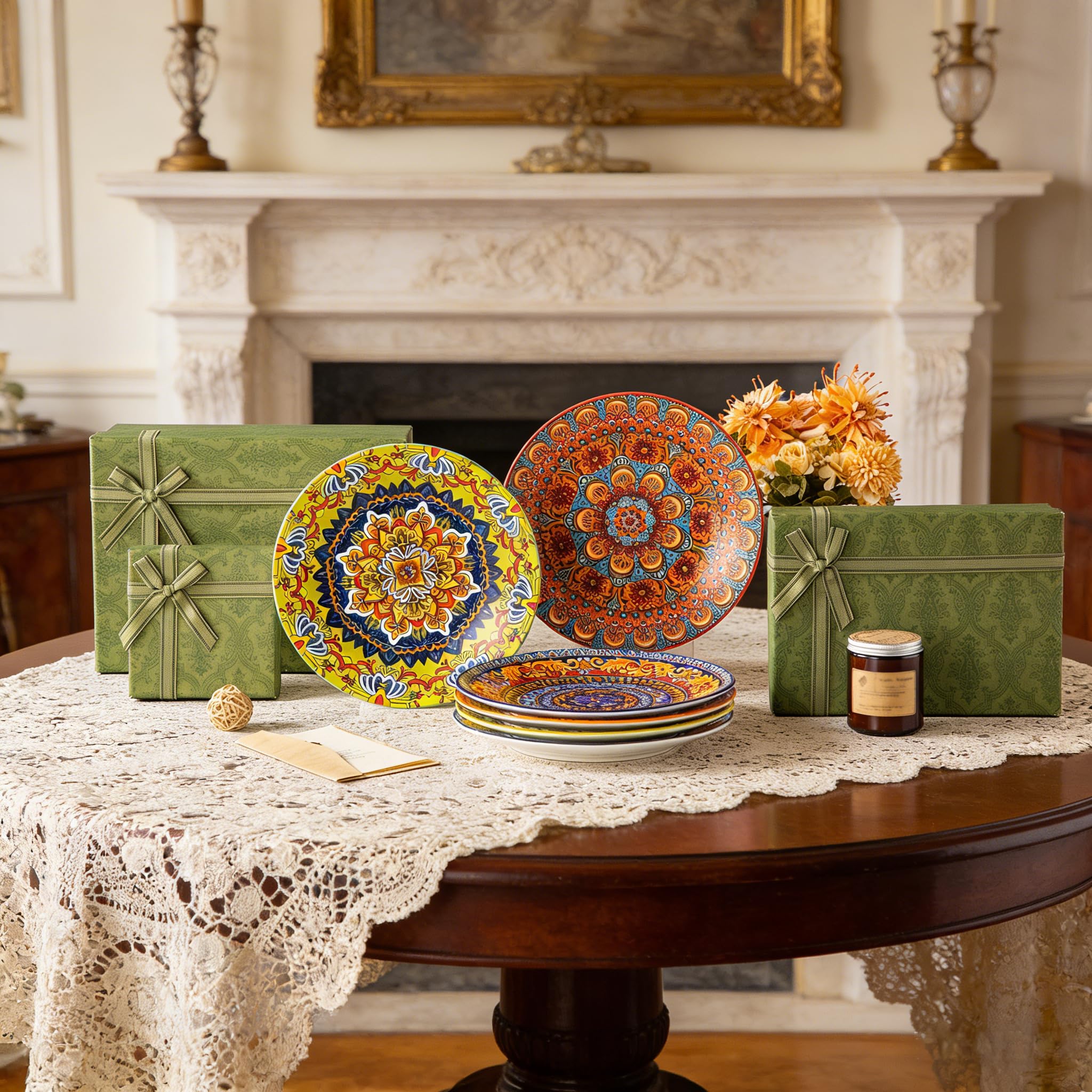 vancasso Lot de 6 assiettes plates, KRVI Lot de 6 assiettes plates, Ø 27 cm Lot d'assiettes adaptées au lave-vaisselle et au micro-ondes, assiettes à pâtes, assiettes à petit-déjeuner