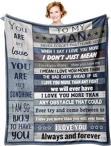 Xutapy Regalos para marido y novio, manta de 60 x 50 pulgadas, regalos de cumpleaños para novio y marido, regalos de cumpleaños para él, regalo para