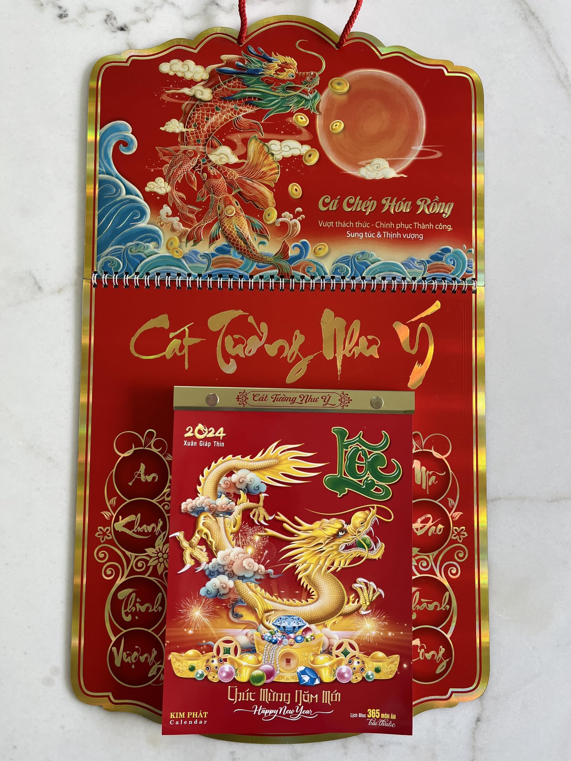 2023 Asian Vietnamese Chinese New Year Wall-Mounted Daily Calendar Set size Large 10.5Hx7.5W (Bo Lich Bloc Treo Tuong XUAN QUY MAO 2023 Size Lon- Bia va Bloc )