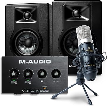 M-Audio Recording, Streaming and Podcasting Bundle   M-Track Duo USB Audio Interface, BX4 Stereo Speakers and Marantz MPM-1000 Condenser