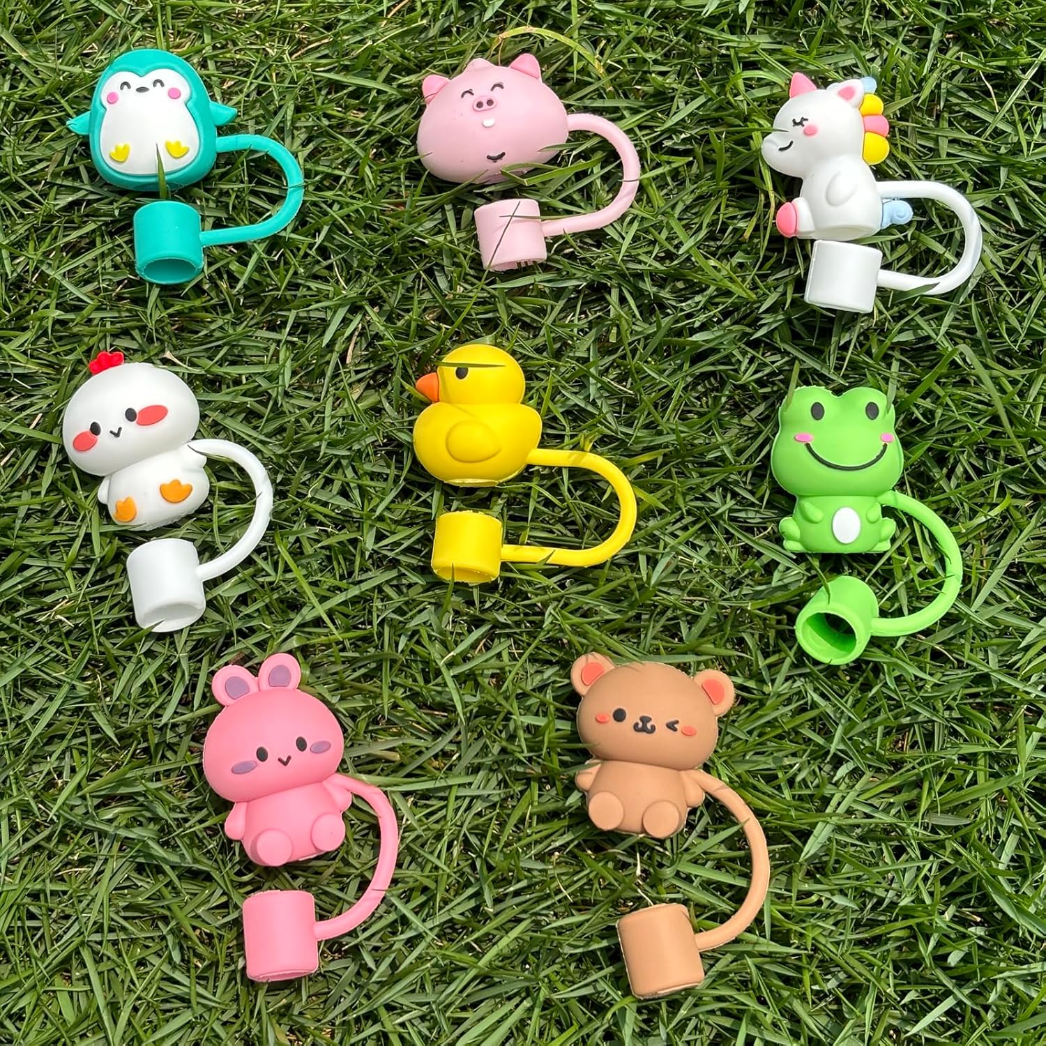 Straw Cover Cap for Stanley Cup, 9pcs 0.4in 10mm Diameter Reusable Dust-Proof Straw Topper Compatible with Simple Modern and Tumbler with Lid and Straws (9pcs animal set) - Image 4