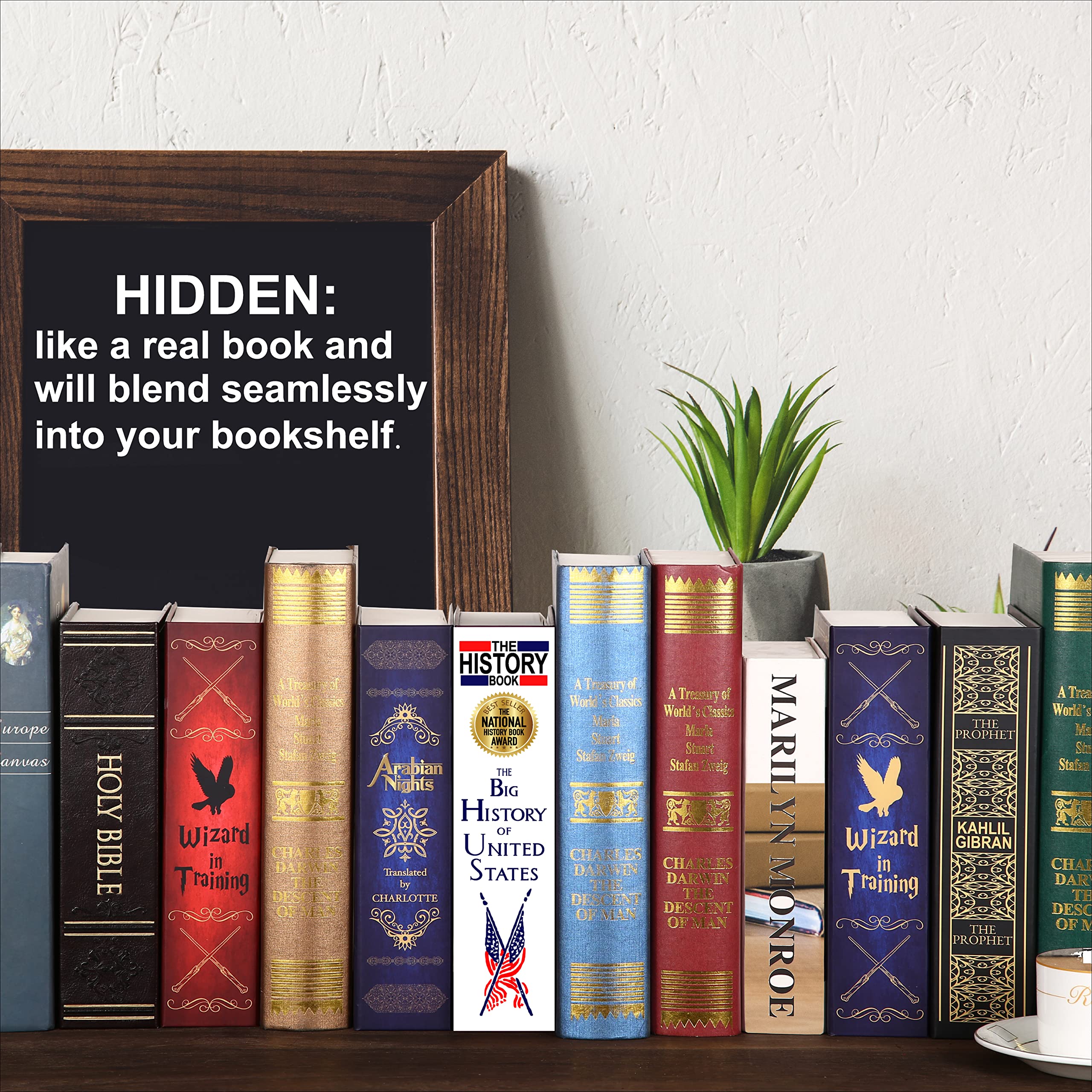 Grande storia Diversion Book Cassaforte con pagine reali,Combinazione Lock Box,Segreto nascosto sicuro con serratura a chiave,Cassetta di sicurezza portatile in metallo