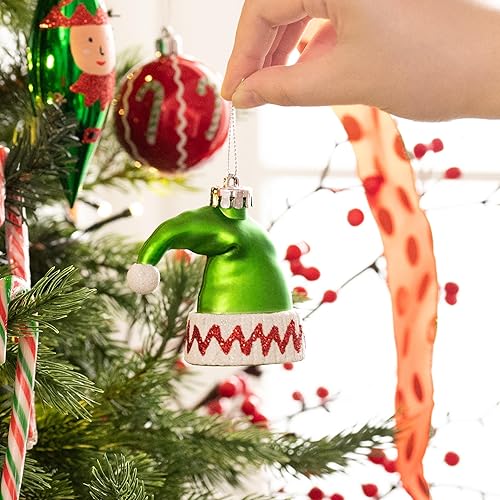 Miniatura 6 de Valery Madelyn Adornos de bola de Navidad, 40 unidades de elfo rojo, verde y blanco, juego de decoración de árbol de Navidad inastillable, variedad