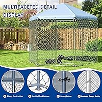 Vista 3 de Polar Aurora Perrera para perros al aire libre con techo, jaula grande para perros en el exterior con puerta de metal, perrera resistente