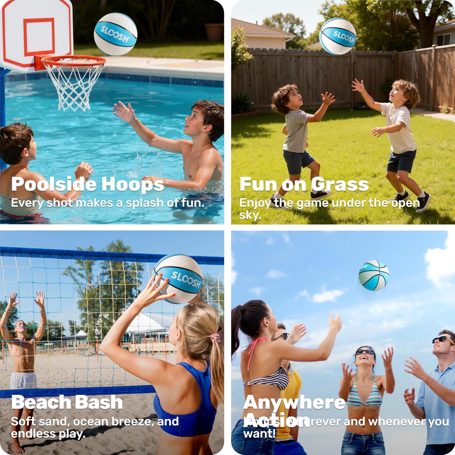Sloosh 2 Packs 7" Pool Basketballs, Great for Floating Water Basketball Hoops, Swimming Water Toy for Kids and Adults, Pool Games Pool Party (Aquablue)