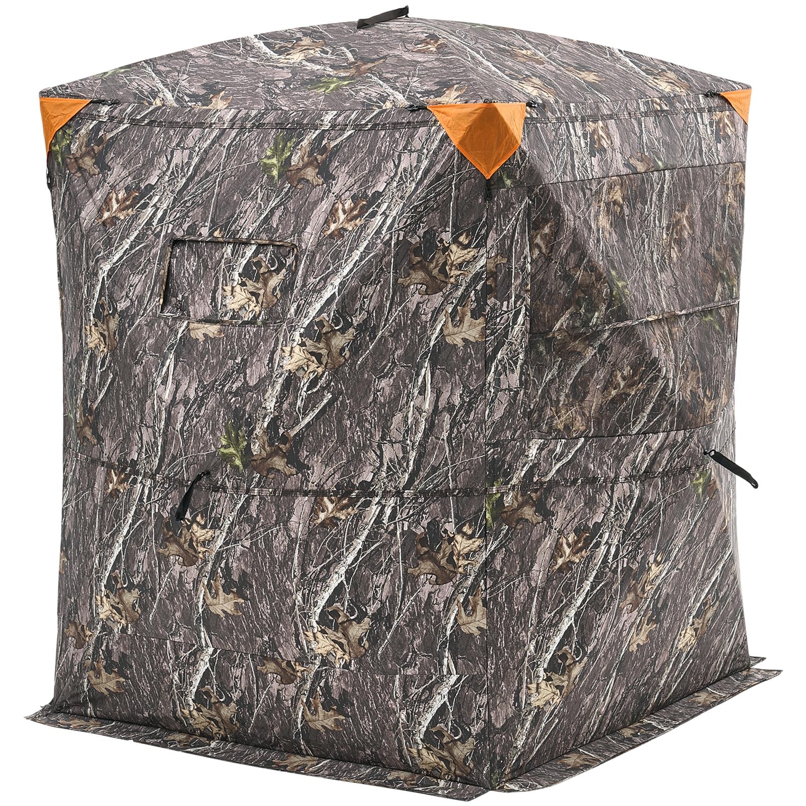 VEVOR Tenda da Caccia, Tenda Termica per 2 a 3 Persone con Sedia a Tre Gambe Borsa per Il Trasporto, Mimetica Portatile, Riparo Nascosto Resistente con Porta e Finestra con Cerniera
