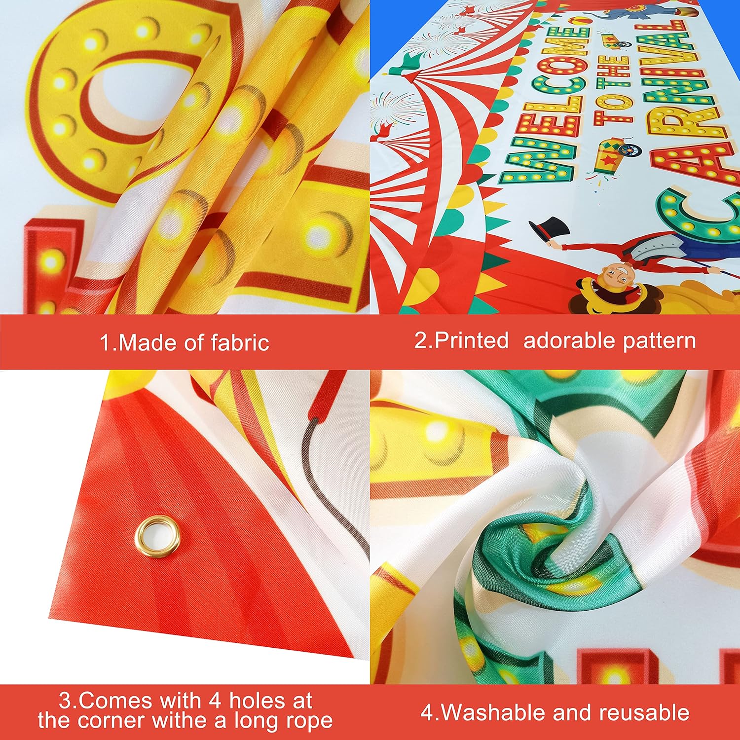 Welcome To The Carnival Banner - 72x44 Inch | Carnival Backdrop for Carnival Theme Party Decorations | Carnival Balloons Set for Carnival Party Decorations | Carnival Decorations for outdoor Decor