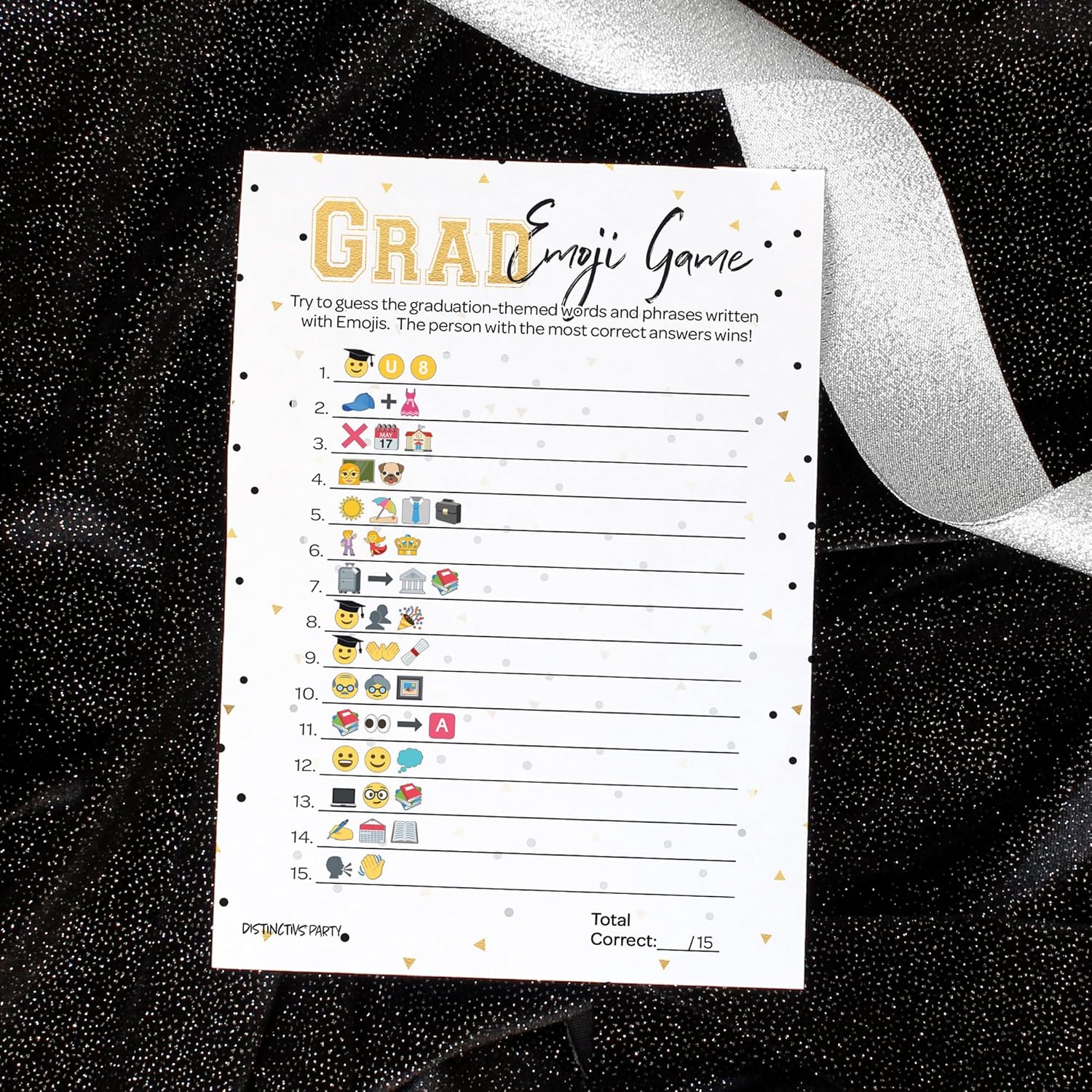 DISTINCTIVS Graduation Emoji Game, Graduation Games for Parties Class of 2026, Grad Party Activity - 25 Count