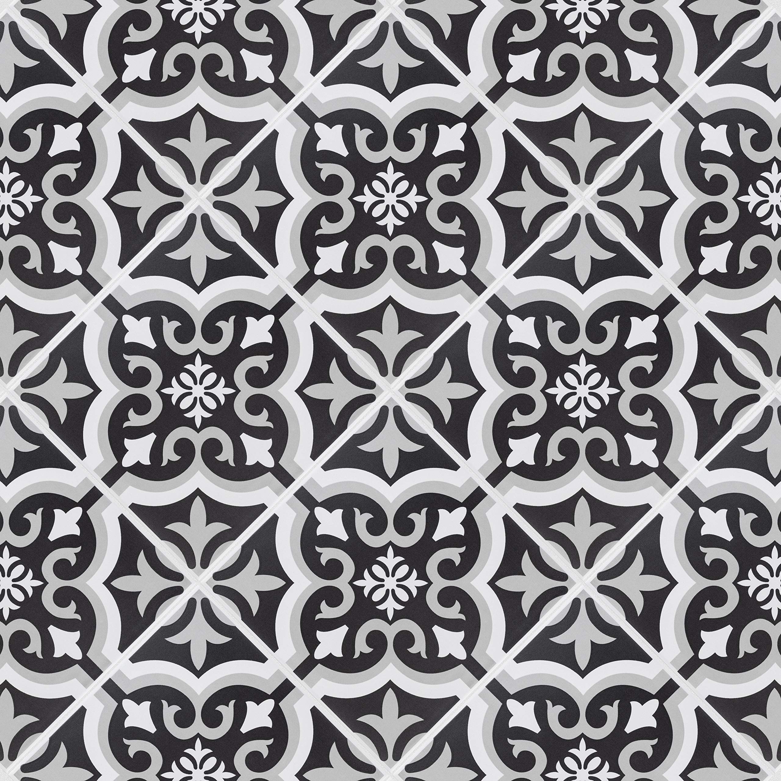 SomerTile Bracara Augusta Encaustic - Azulejo de cerámica para suelo y pared de 7-3/4 pulgadas x 7-3/4 pulgadas