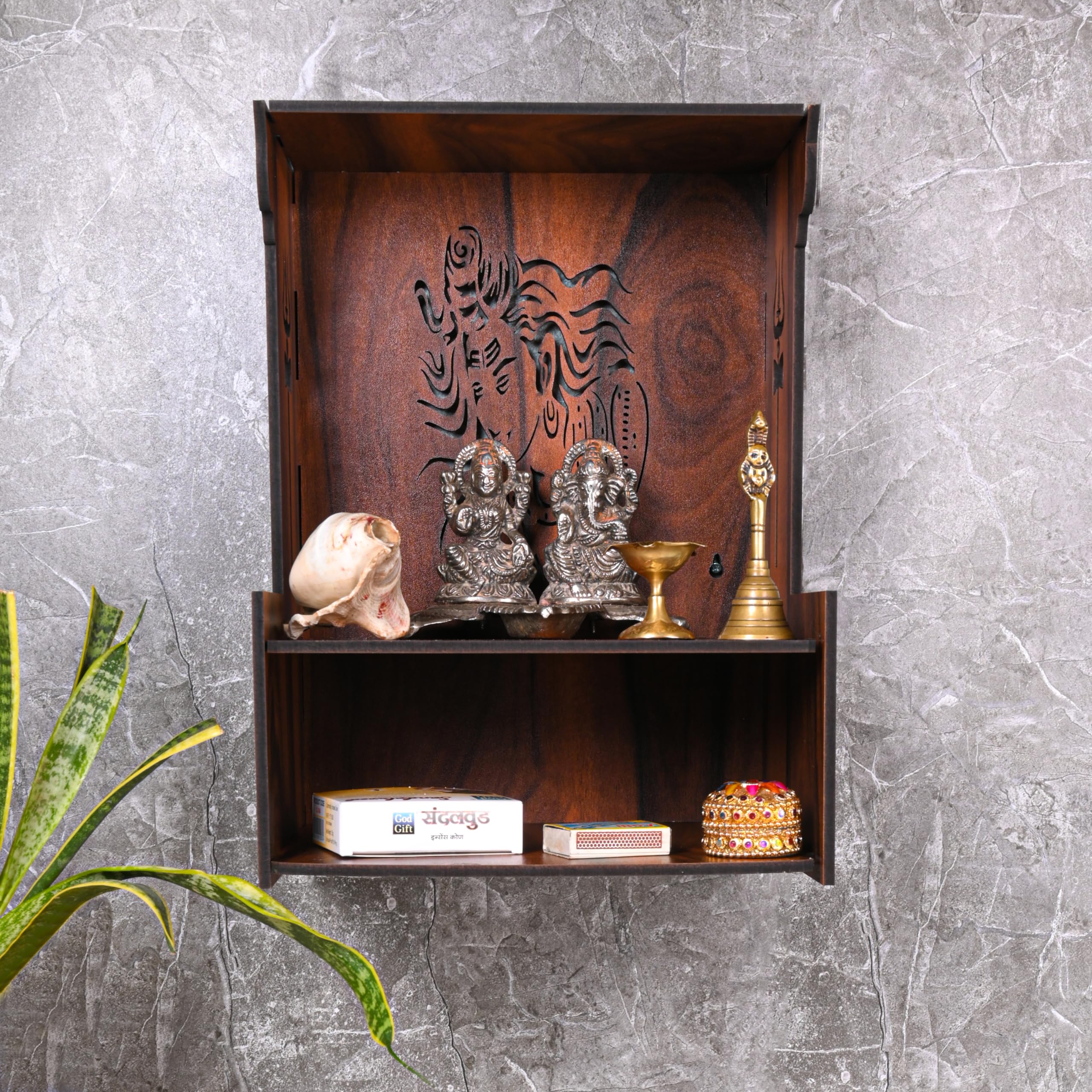 SUANI Engineered Wood Hand Crafted Shiv Ji Pattern Home Temple for Puja Temple for Home and Office l Puja Mandir Stand, Puja Shelve, Designer Wooden Shelve, Prayer Shelve (Brown) (Pack of 1) (B0D8YLNNLH) Amazon Price History, Amazon Price Tracker