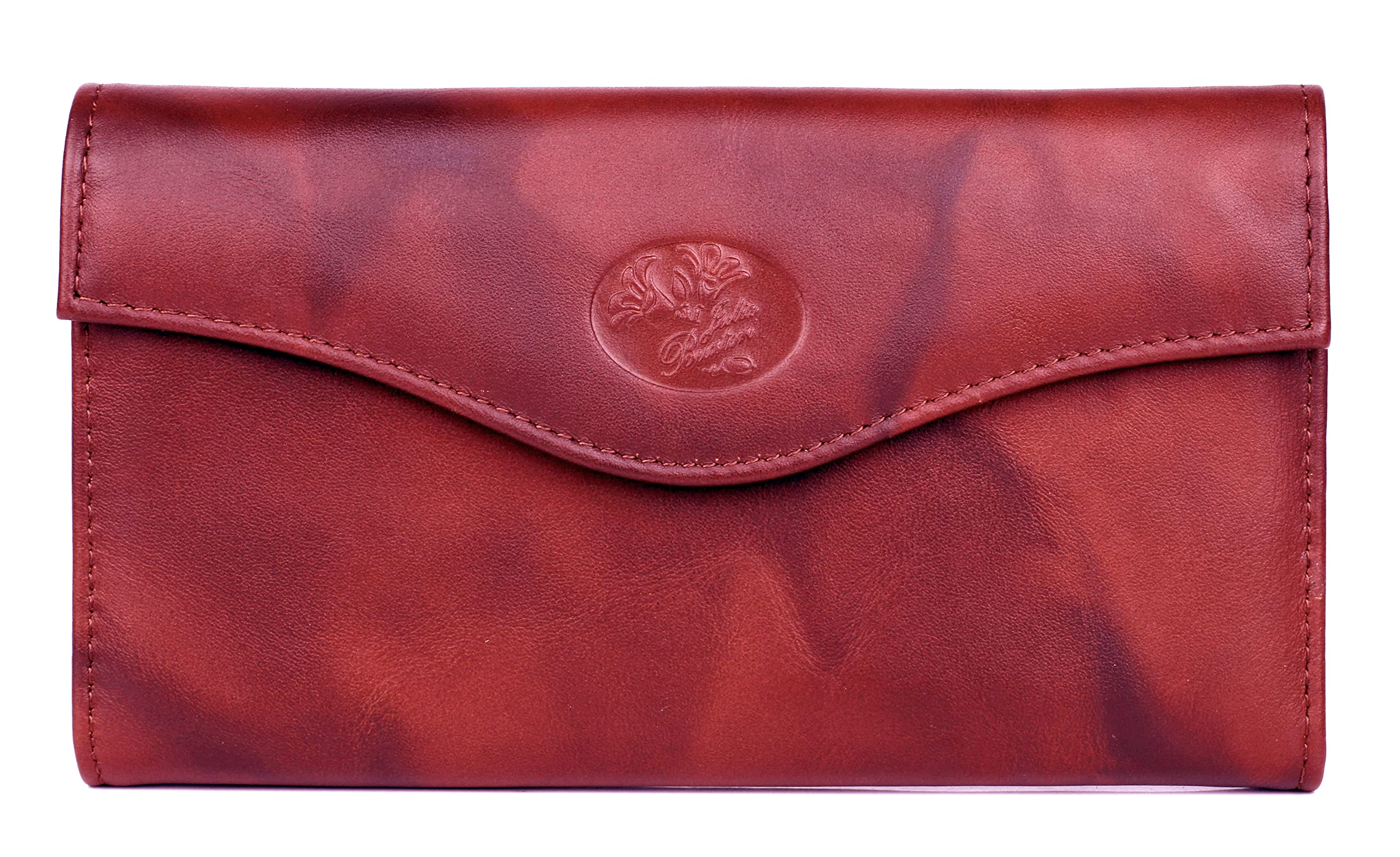 Julia Buxton Heiress Leather Organizer Clutch Handbag Wallet with RFID Blocking, Red