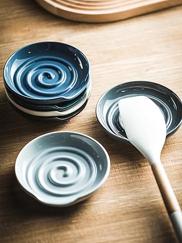 Miniatura 5 de Soporte para cuchara, soporte para cuchara con bandeja profunda para evitar derrames de salsa, soporte para utensilios para espátula, cuchara de