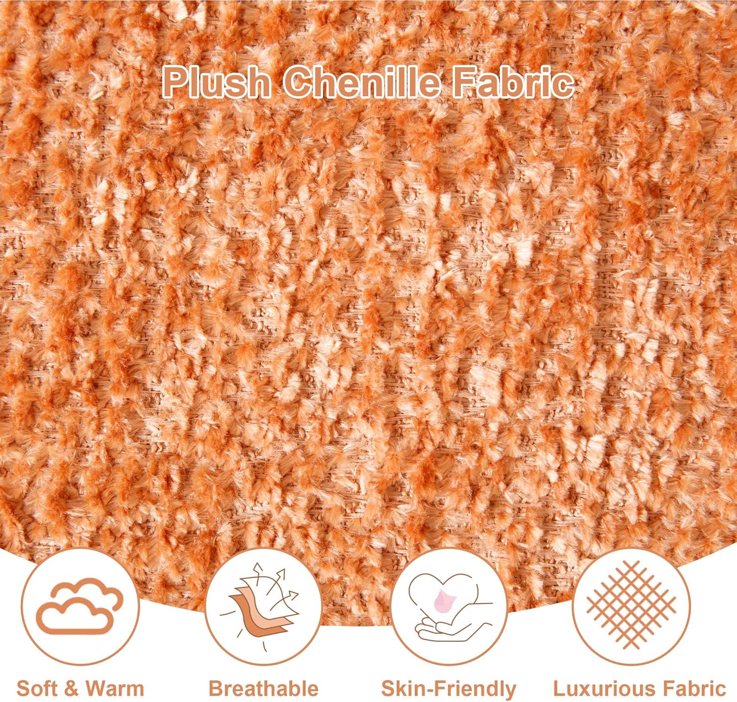 GNIXUU 112" Oversized Sectional Sofa Cloud Couch for Living Room, Modern Chenille L Shaped Couch, Comfy Boucle Modular Sofa Sleeper with Moveable Ottoman & Memory Foam(Orange)