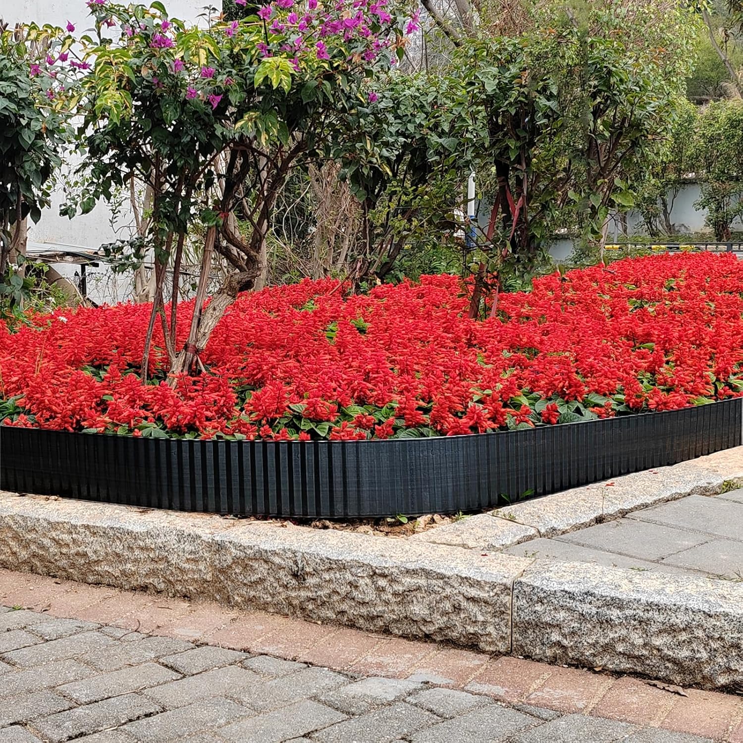 Metal Landscape Edging Border,6 inch × 40 feet Corrugated Garden Edging for Flower Bed,Lawn (Black, 6 Inch × 40FT)