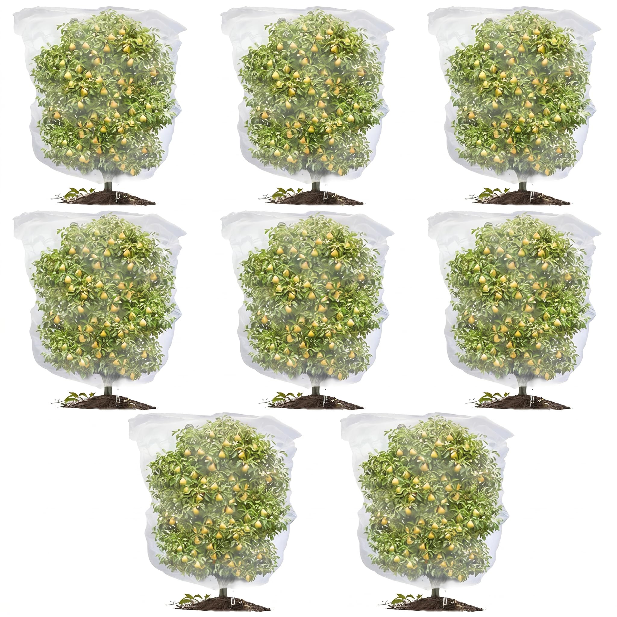 8PCS Fruit Tree Netting Bird Protection, Bird Netting for Garden, Fruit Trees Cover Frame Bags with Drawstring for Small Bush Vegetables Strawberry Net (120 * 140cm)