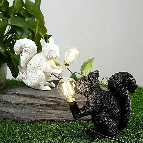 Miniatura 6 de MAYOLA Lámpara de mesa moderna de resina con ardilla, lámpara de escritorio, lámpara de iluminación LED de resina de ardilla para sala de estar,