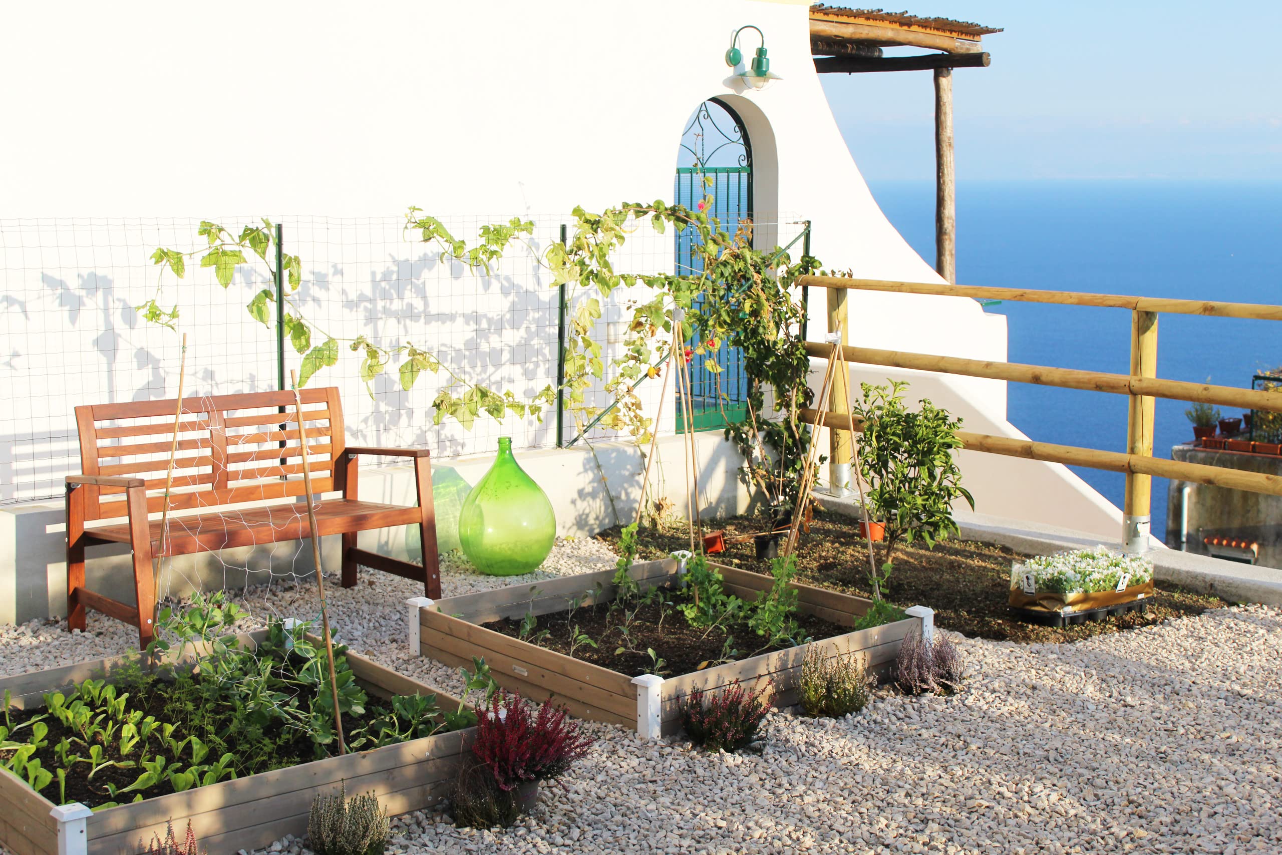 Grande bordo rialzato in legno per giardino e terrazza, kit per giardini fuori terra per aiuola per fiori XL quadrato, aiuola per erbe aromatiche, bordo basso decorativo, bianco grigio