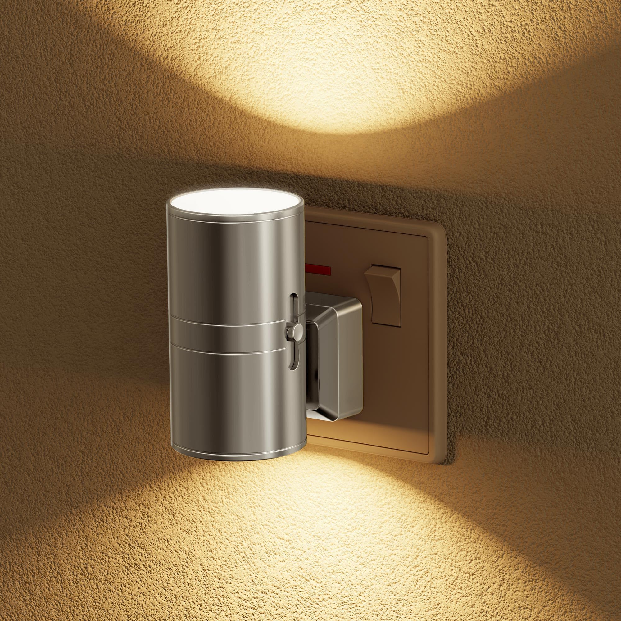 JandCase Night Light, Night Light Plug in Wall, Dusk to Dawn Sensor, Dimmable Nightlight 0-100LM, 3000K Warm White