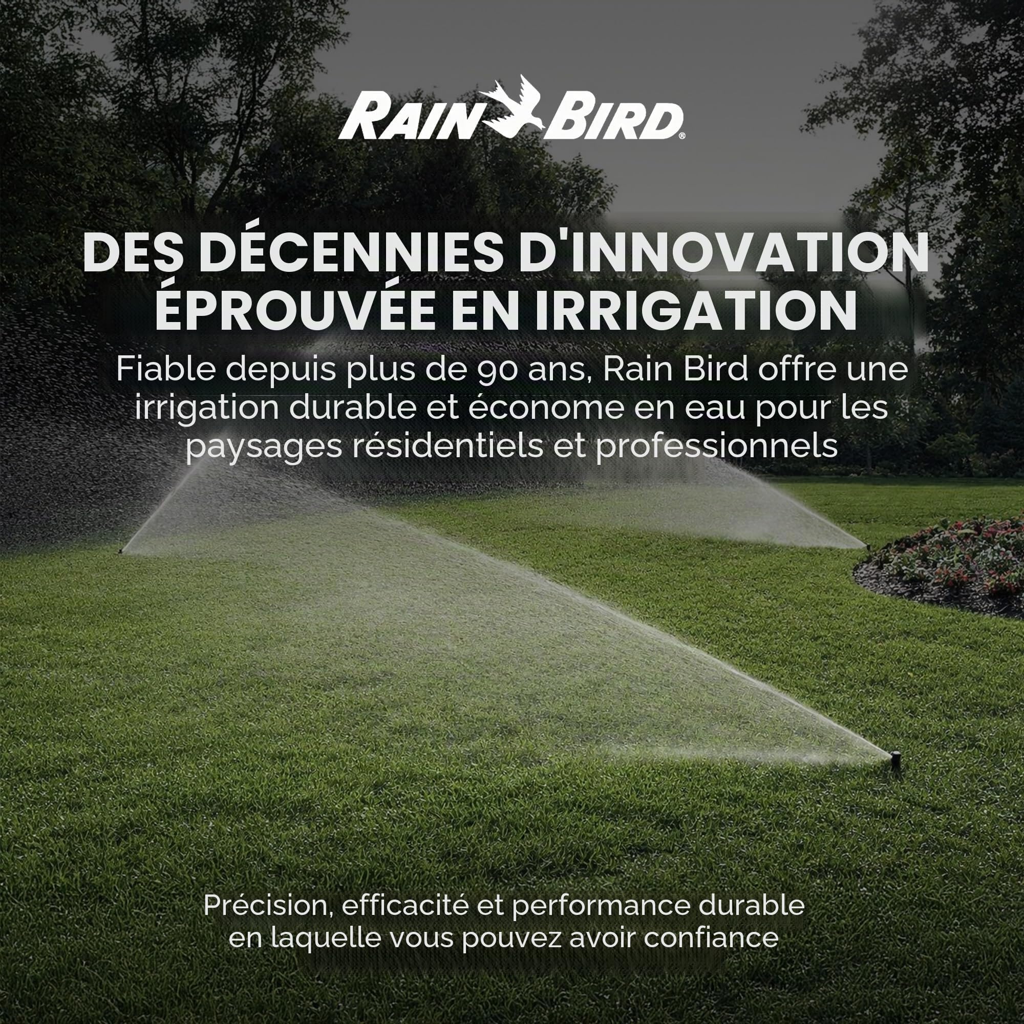 Rain Bird 5000 Série 5004 PC Lot de 10 têtes d'arrosage Rotor réglables de 40 à 360 degrés, système d'irrigation escamotable de 10,6 cm, Distance de pulvérisation d'eau de 75 à 150 cm (Y54007)