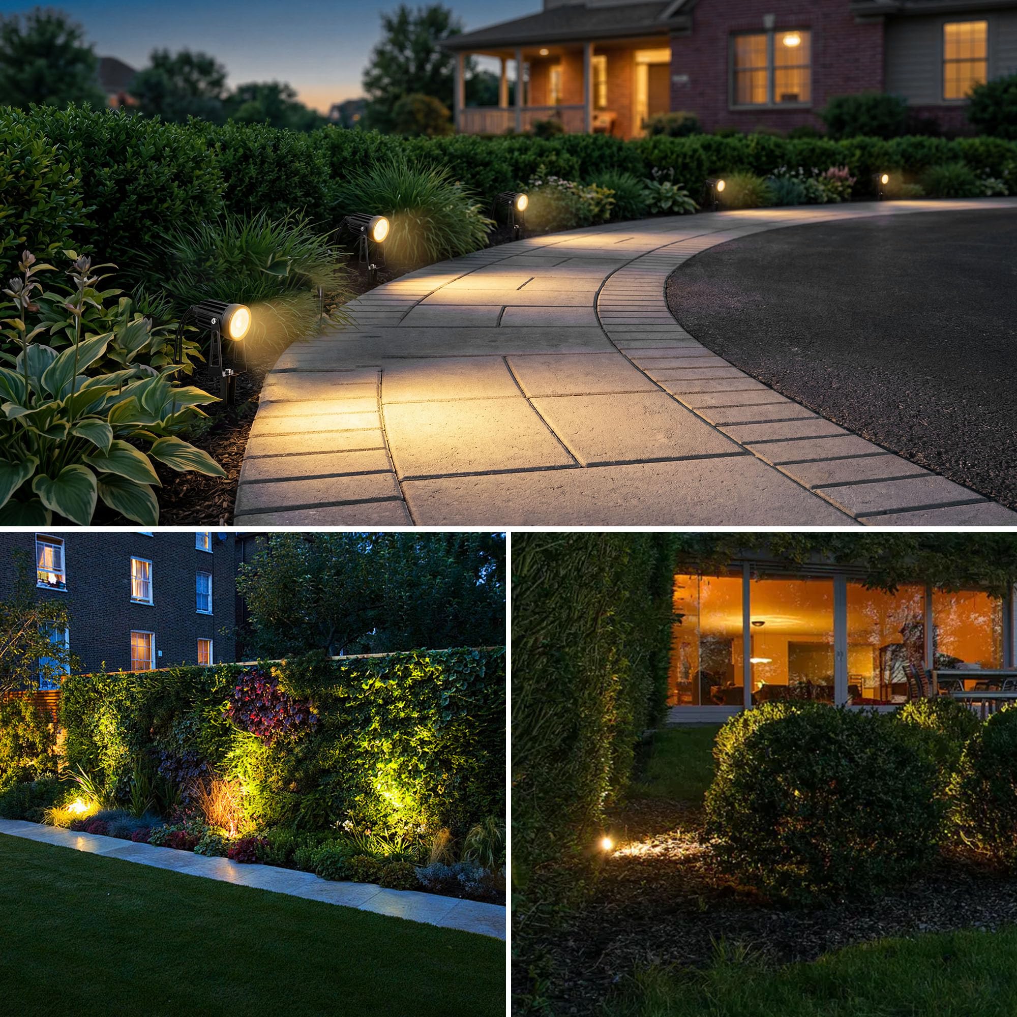 MALORY LED Gartenbeleuchtung 6er Set, 16.5M Gartenleuchten mit Transformator, IP65 Wasserdichter 3000K Strahler Außen Gartenstrahler mit erdspieß für Draußen, Terrasse, Einfahrt