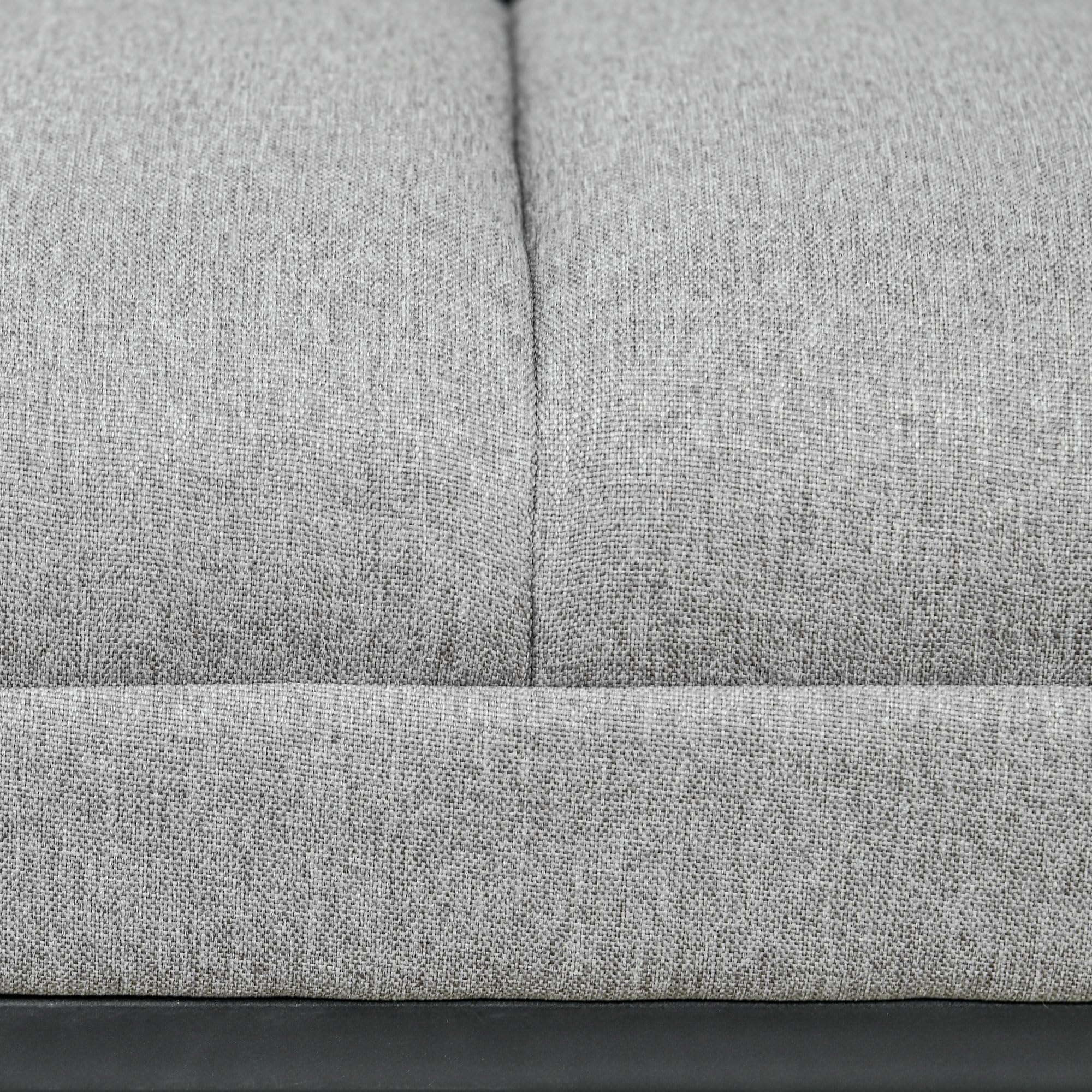 HOMCOM Banc Banquette Moderne Bout de lit rembourré en Tissu Aspect Lin et Structure en Acier Noir, idéal pour entrée, Salon, Chambre, Charge 200 Kg, 120 x 44 x 45,5 cm, Gris