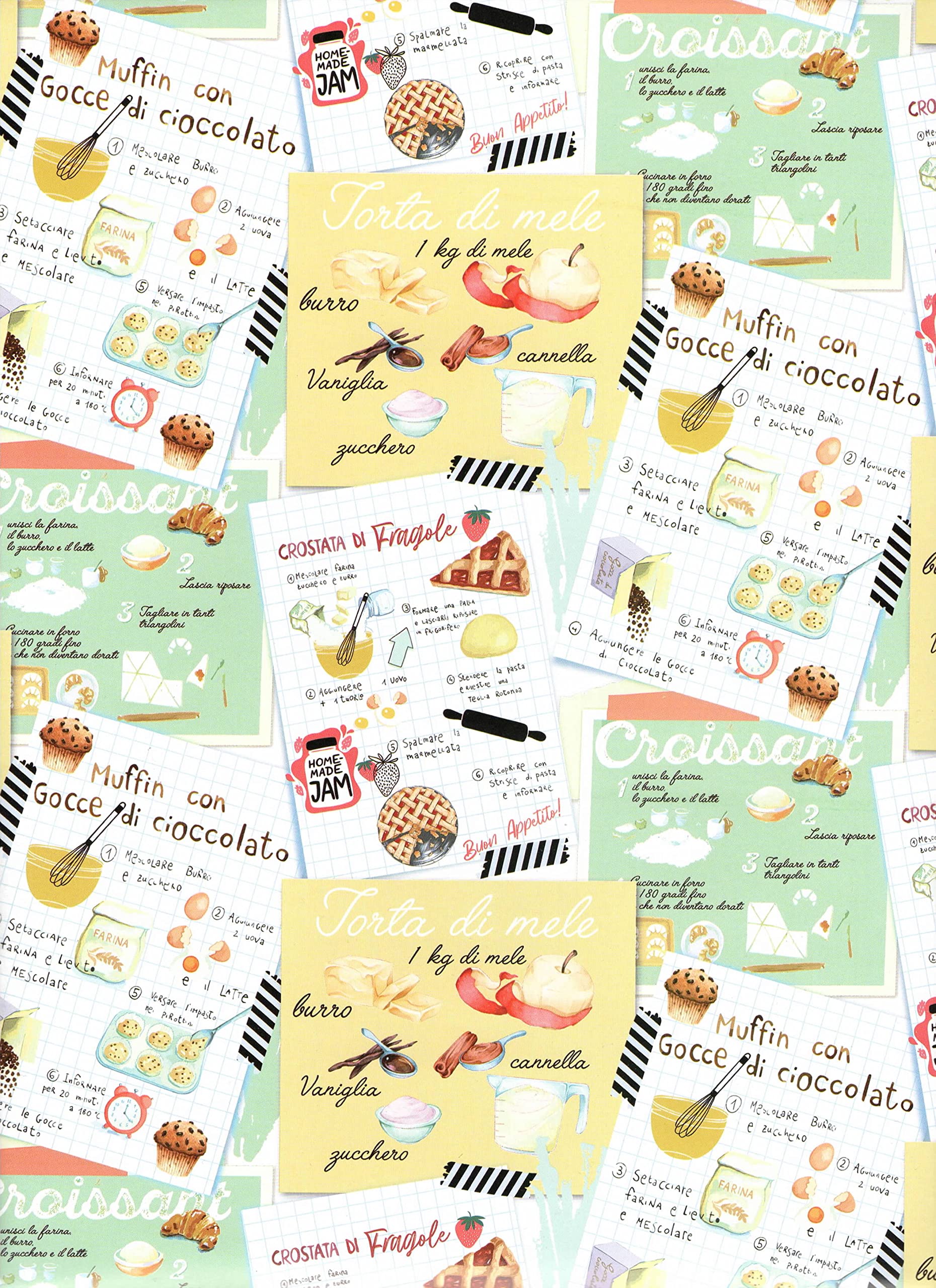 ARKRAFT Gift wrap 3 sheets format 90 x 65 cm FSC product plastic-free packaging kitchen recipe design (18-9169) โ image 1