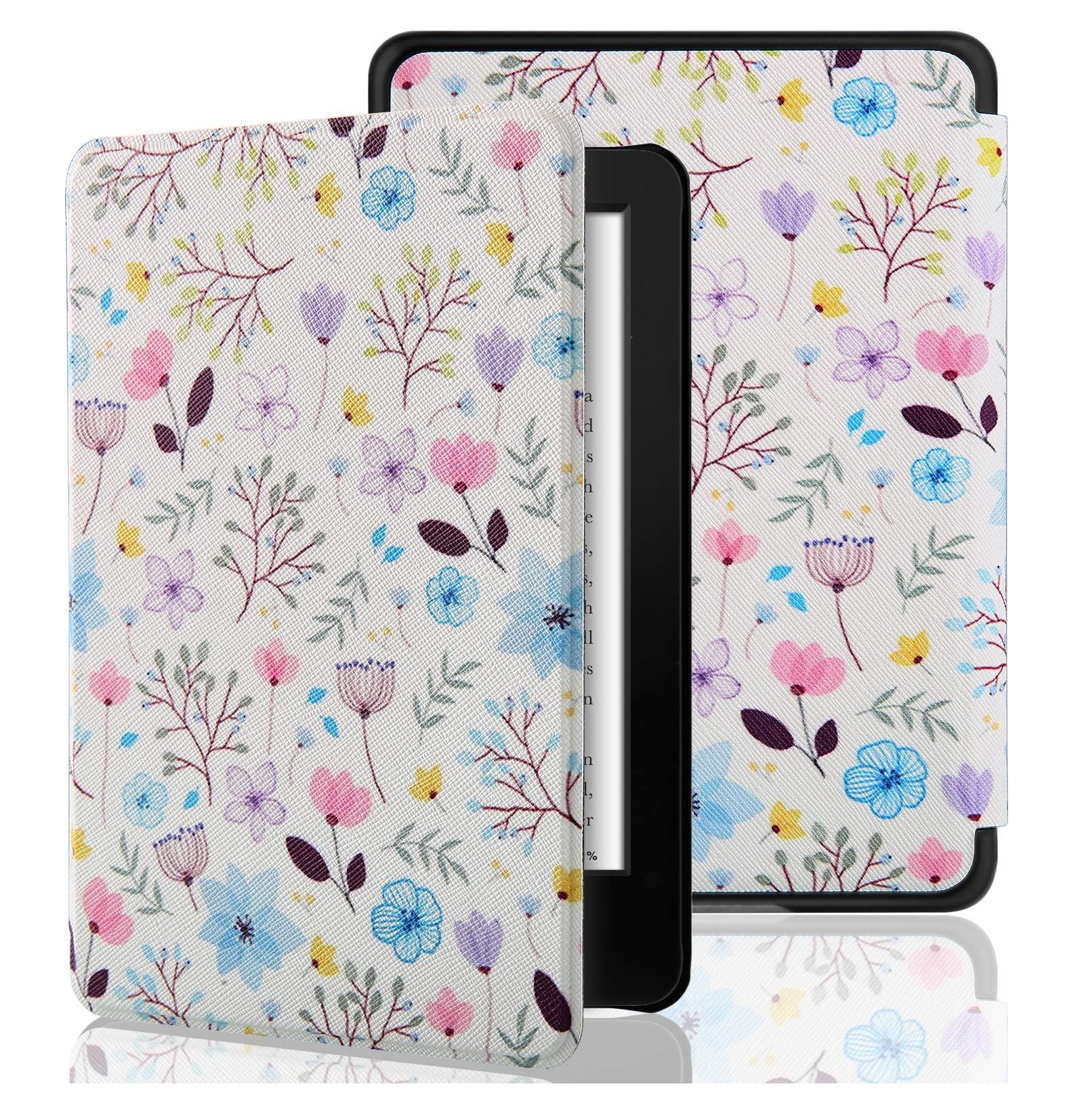 SwooK Classic Printed Magnetic Flip Cover Case for All New Kindle 10th Generation 2019 Release Model: J9G29R Flip Case Smart Folio Cover Case (Not for 10th Gen 2018 Kindle) (Flower)-image-43