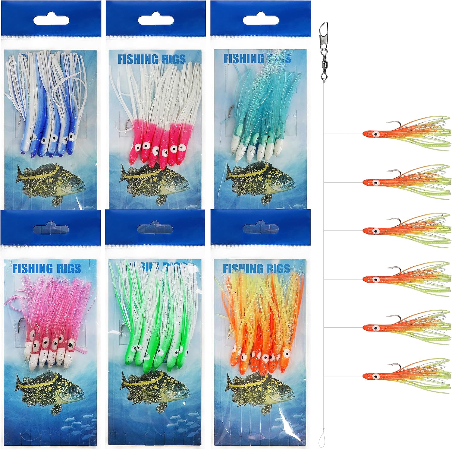 Fishing Rigs Saltwater Fishing Bait Rigs Kit, 6pcs