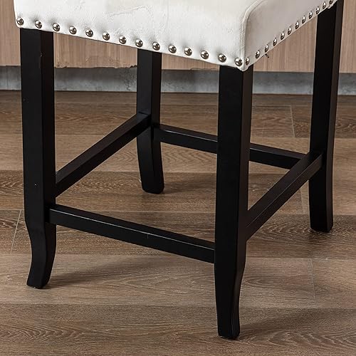 Miniatura 8 de DUOMAY Juego de 2 taburetes de bar modernos copetudos, sillas de bar de 26 pulgadas de altura de mostrador con respaldo, silla de isla de cocina de