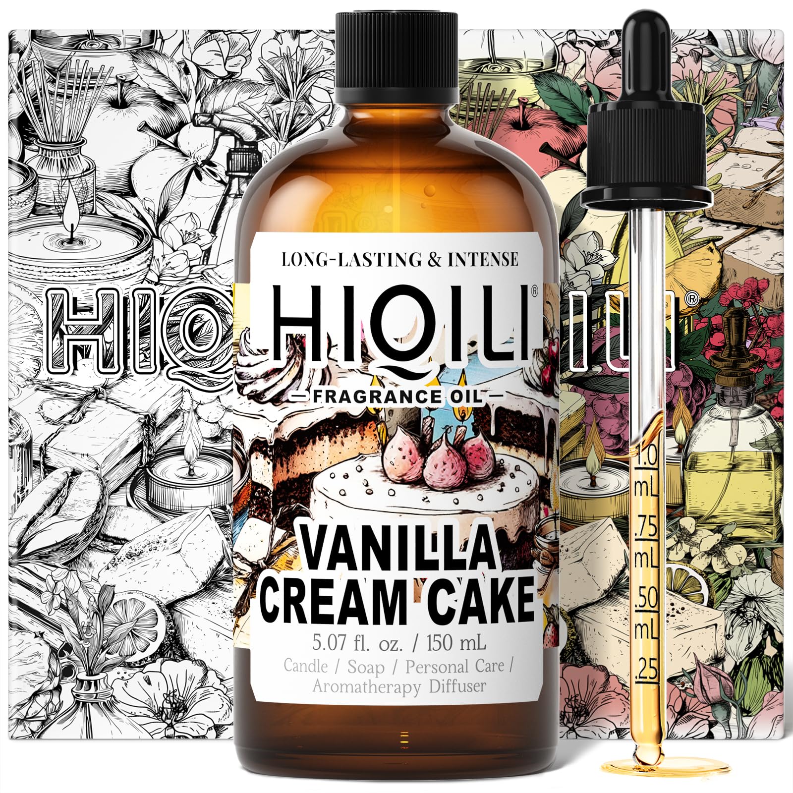 HIQILI Vanilla Cream Cake Fragrance Oil for Soap Making, Add to Dryer Balls