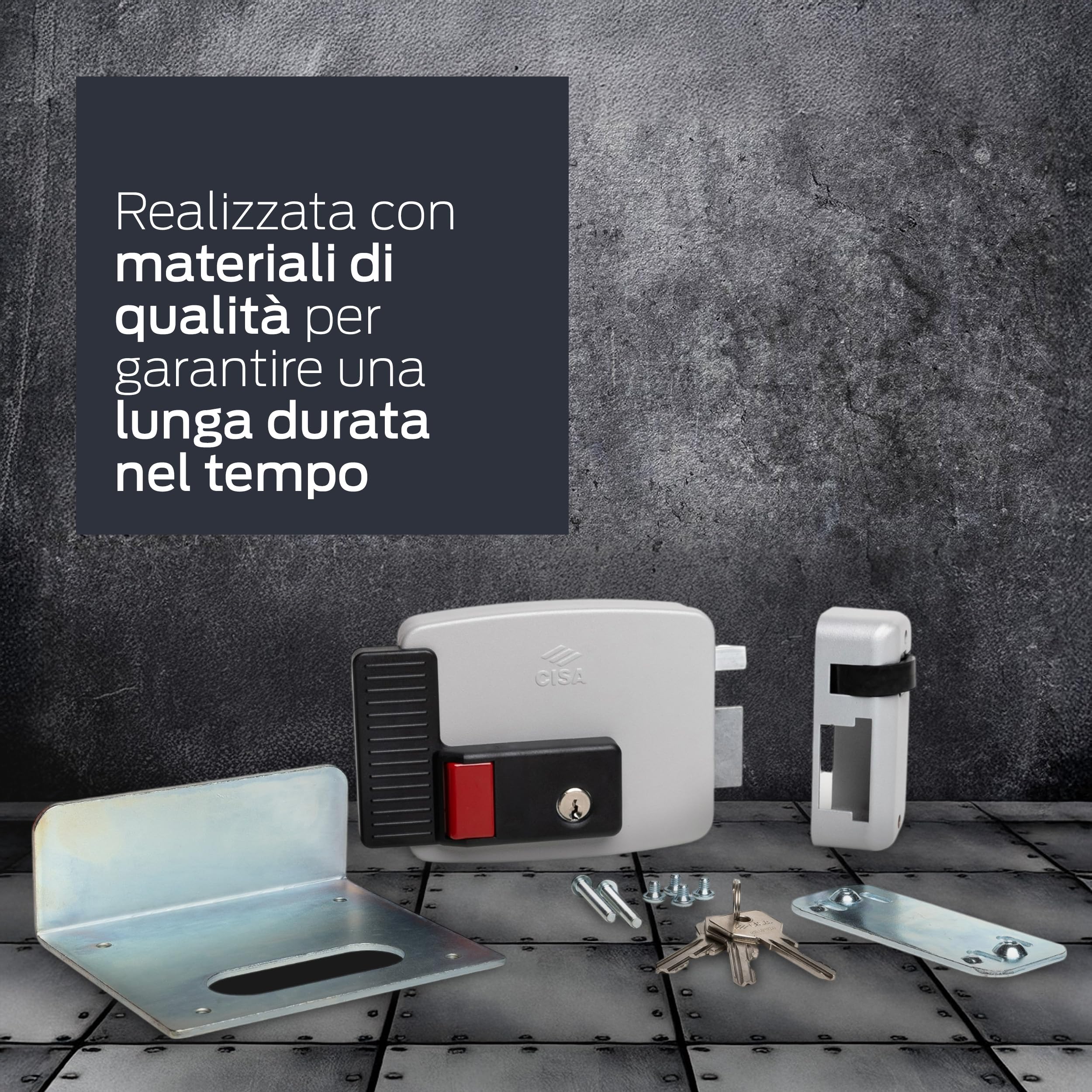 CISA - Serratura Elettrica da Applicare 111731601N7 - Elettroserratura CISA in Acciaio Verniciato con Chiave e Pulsante Interni - Funzione Fermo a Giorno - Entrata 60 Regolabile - Mano Destra