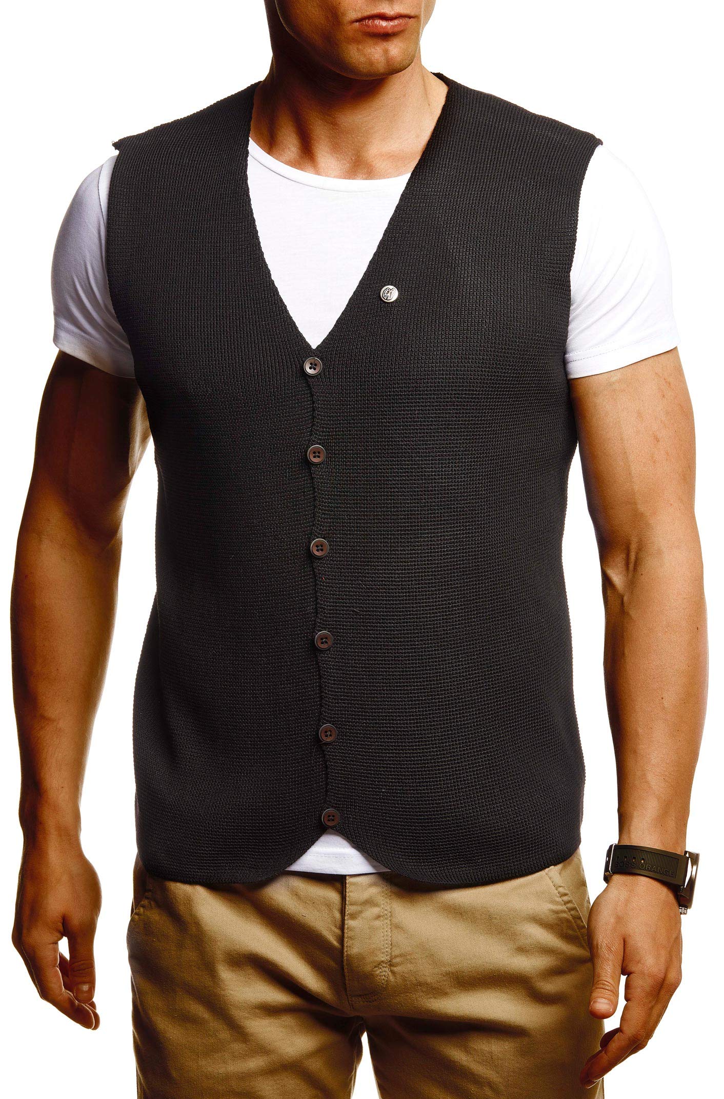 Leif Nelson LN1855 - Gilet da uomo per il tempo libero, sotto giacca in maglia fine, maglietta a maniche corte, per business, feste, matrimoni