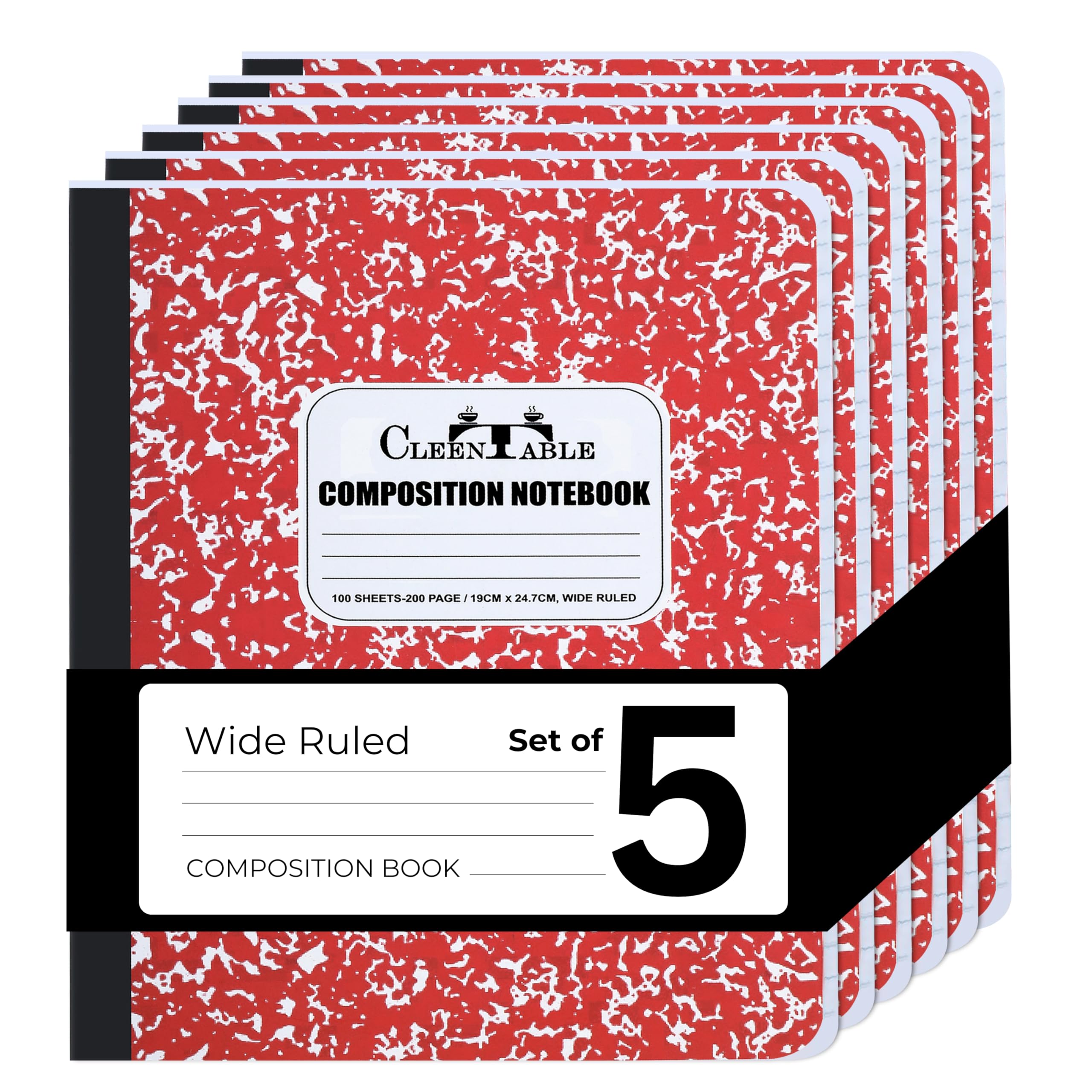Carnets de composition lignés CLEENTABLE pour notes scolaires de format 24,5x18,5 cm - 8