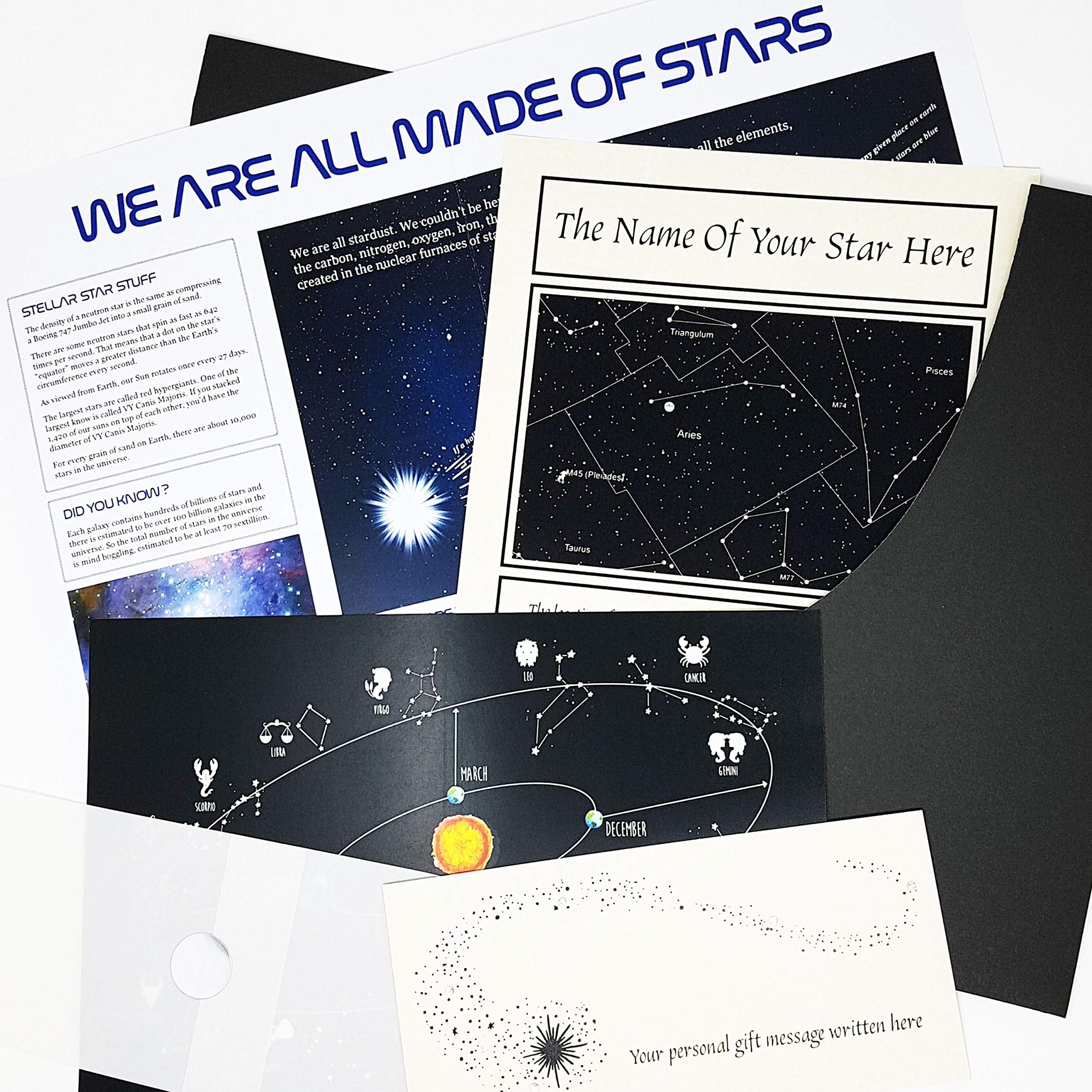 Name a Star Personalized Gift in a Presentation Folder - A Swarovski Element Marks The Location of Your Star - Any Name - Any Dedication - Ideal for Any Occasion!