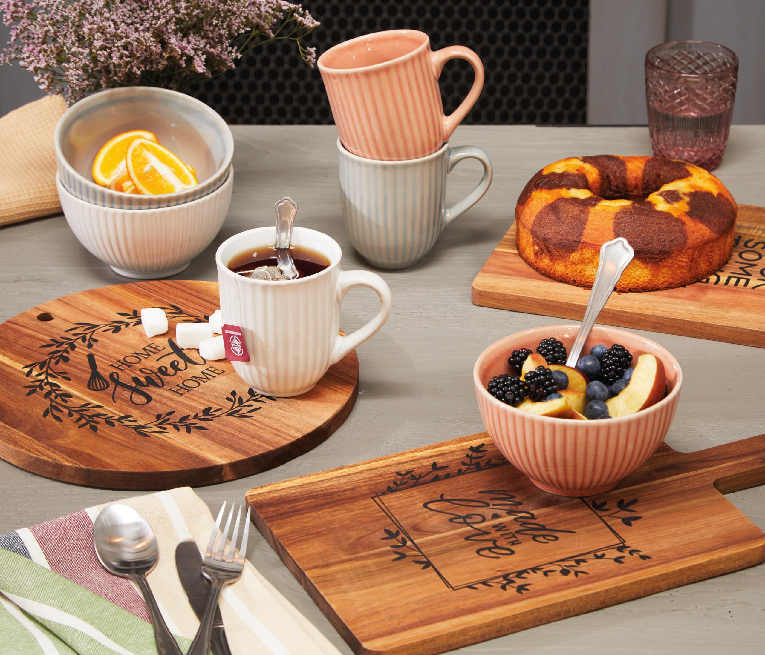 Image secondaire de Planche à Découper Ronde Tognana Arcadia en Bois - 25 cm avec Passoire Intégrée