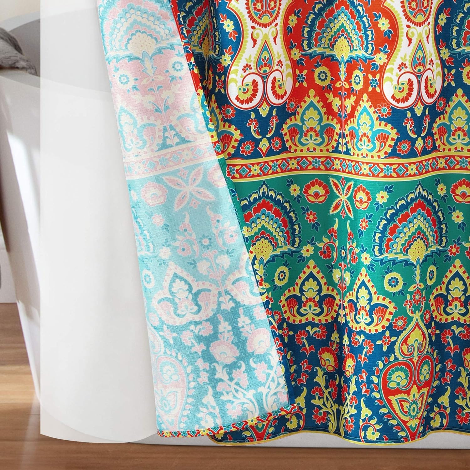 Lush Decor - 16T004413 Bohemian Meadow Shower Curtain with Peva Lining and Rings, 14 Piece Complete Set, 72" x 72", Orange & Turquoise : Everything Else