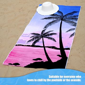 GEEZY Microfibre Beach Towel, Sunset Design - Quick Drying, Lightweight, Sand-Free, Large & Durable, Summer Design - Beach Essentials for Travel, Holiday, Swimming, Sauna, Adults & Kids, 70x140cm