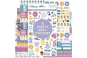 bloom daily planners Health Wellness and Fitness Planner Stickers - 6 Variety Sticker Sheets