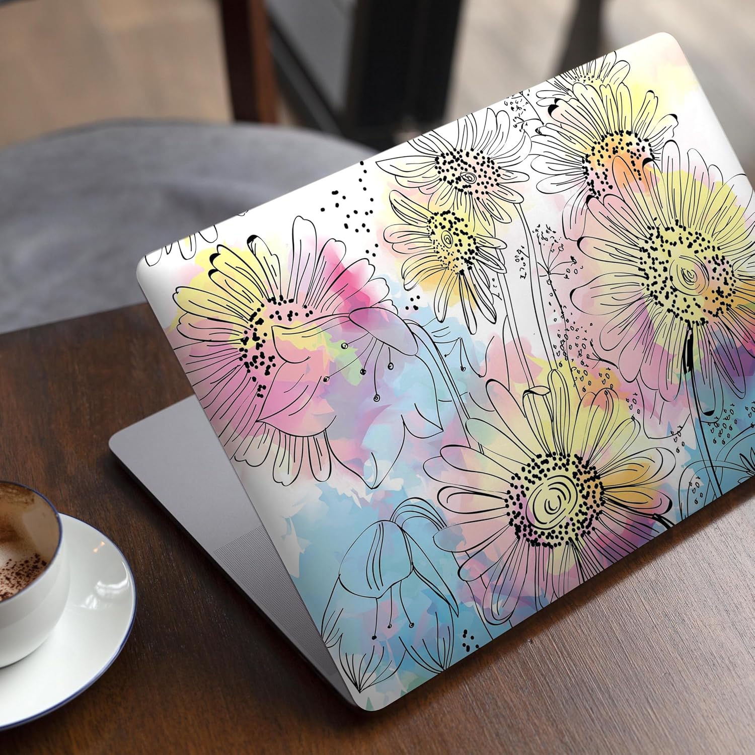 DesignSkinz - Compatible with MacBook Air 15" M3 (A3114) - Skin Decal Protective Scratch Resistant Vinyl Wrap - Colorful Watercolor Floral