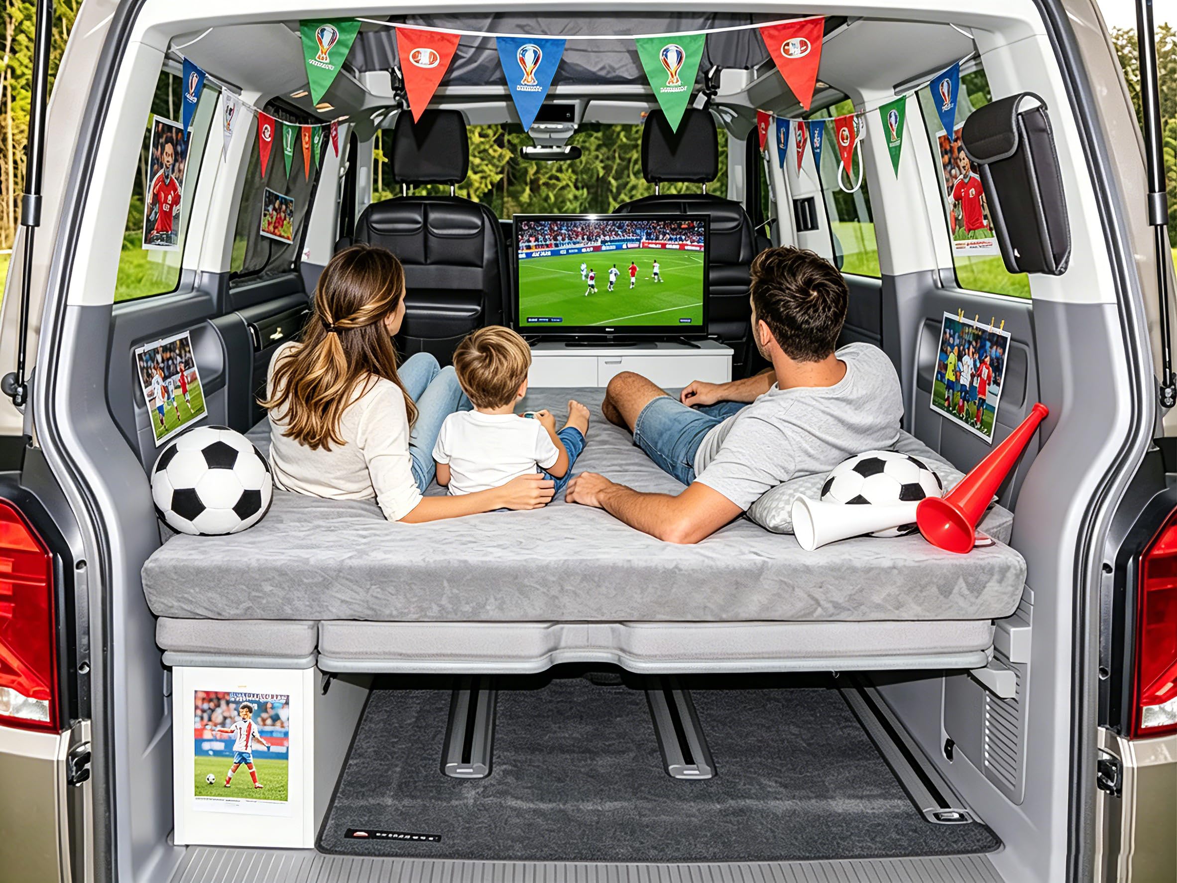 Verdickte tragbare Klappmatratze kompatibel mit VW T32 T4 T5 T6 T6.1 T7 Multivan California Beach Caravelle und Transporter Wohnmobil Camper zubehör 186 * 148 * 8cm