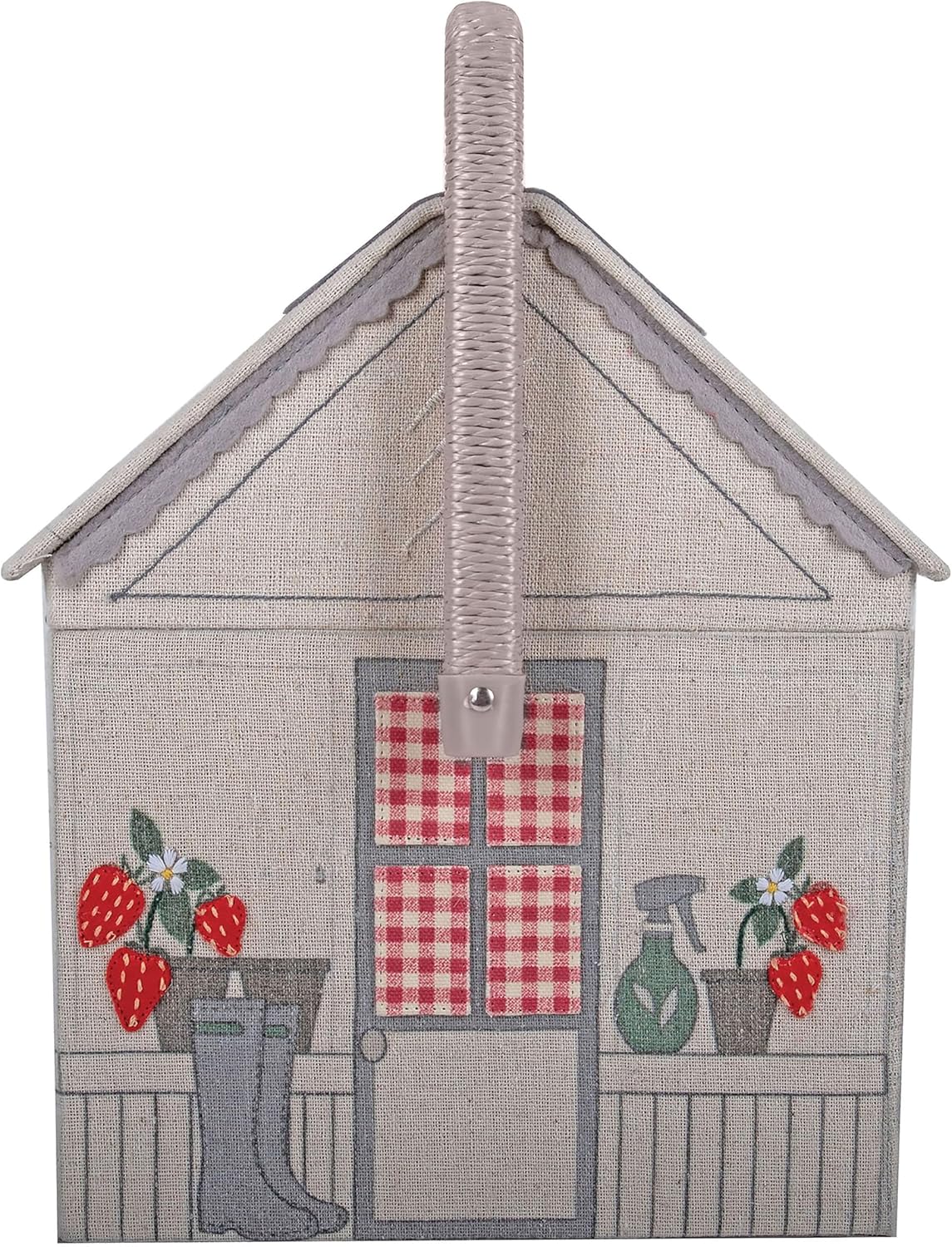 Hobby Gift Strawberry Greenhouse Sewing Box Craft Storage Basket with Handle Internal Accessories Tray for Sewing Knitting and Hobby Supplies