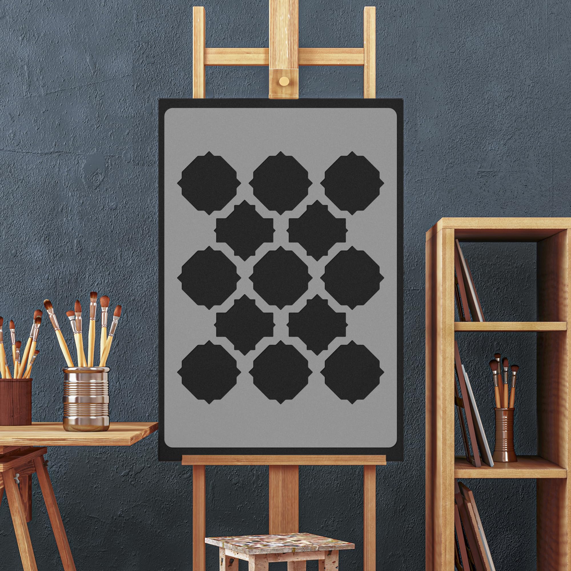 Stencil Muro Grande 59x95 Cm – Modello Marocchino Geometrico Per Pareti, Plastica Riutilizzabile Fai Da Te, Nakleo