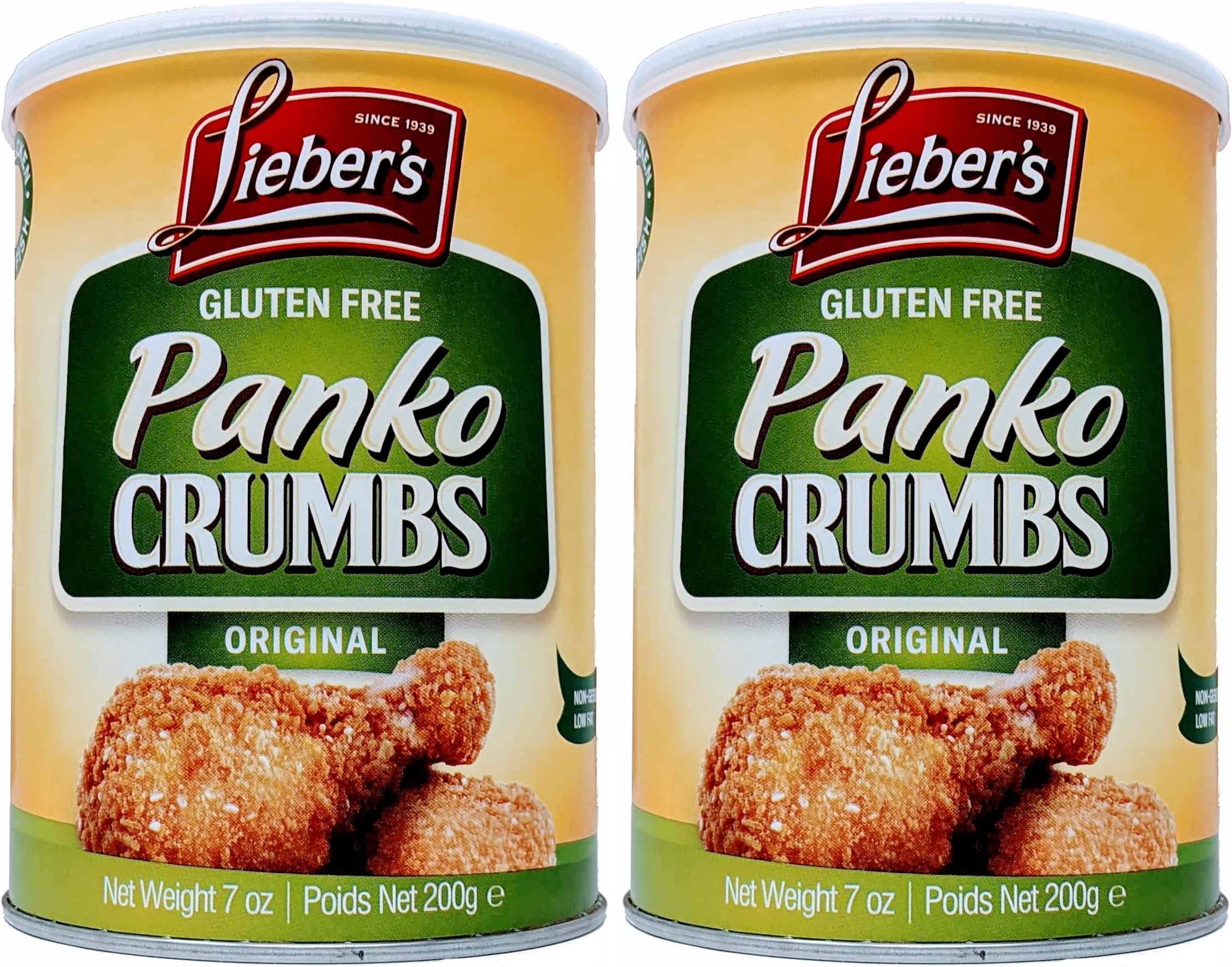 Lieber's Gluten Free Breadcrumbs, Panko Crumbs, Original 200g Resealable Canister (Pack of 2) | Low in Fat, Kosher for Passover