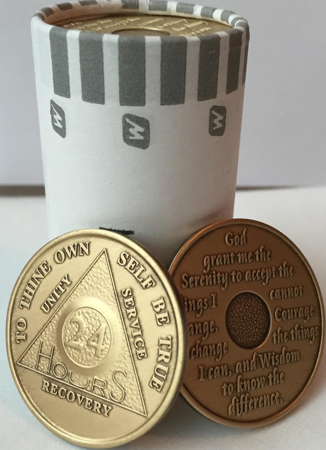 wendells Bulk Lot of 25 AA 24 Hours Alcoholics Anonymous Bronze Medallions Serenity Prayer Chips