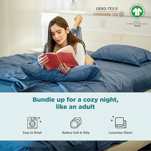 Miniatura 3 de Fabdreams - Juego de sábanas, 100 % algodón orgánico, tejido de satén, 4 piezas, 400 hilos, certificado GOTS, suave y sedoso, brillante, acabado de