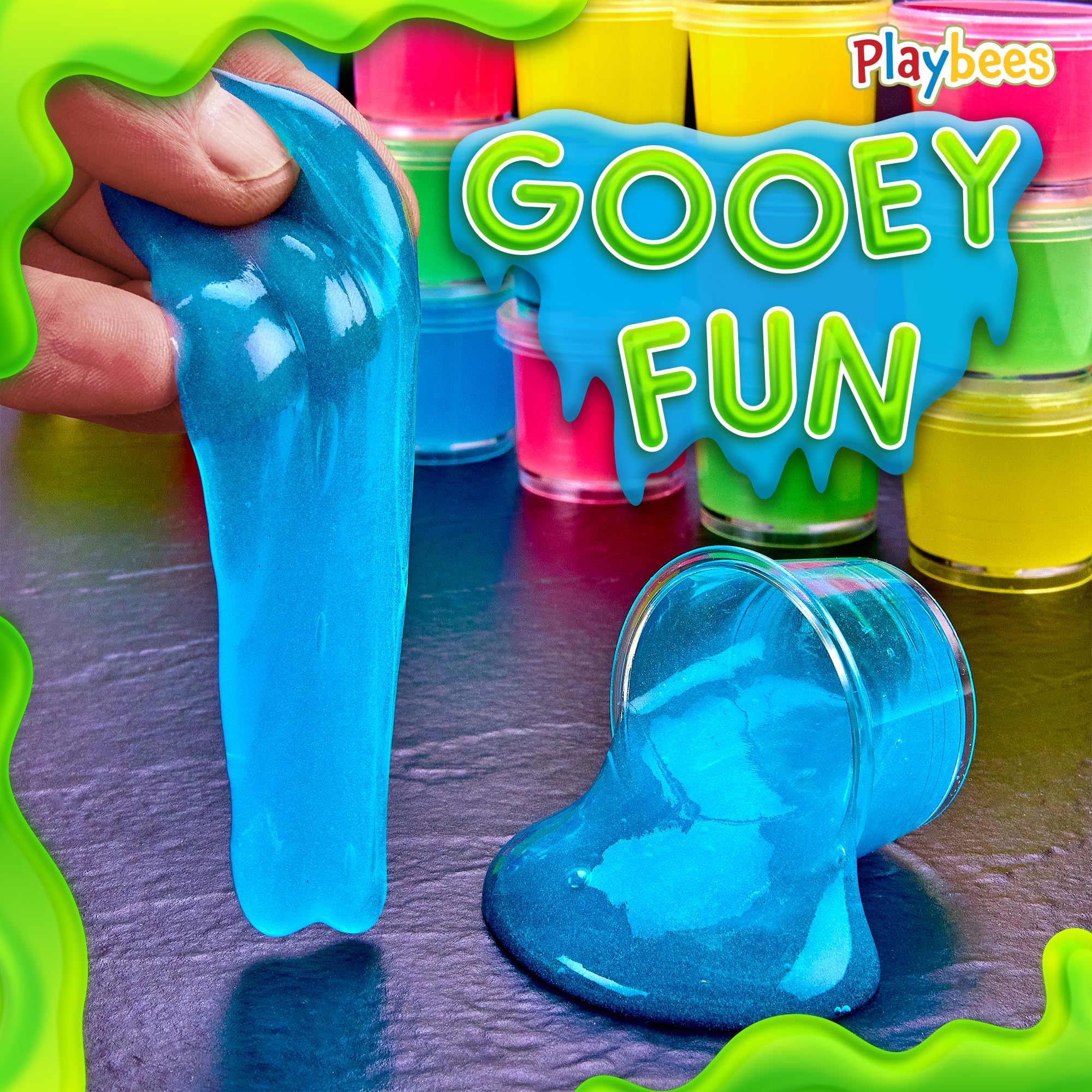 Mini Glow in The Dark Slime - 24 Pack - Slime Party Favors Neon Blue, Green, Pink, Yellow Colors - Glowing Slime Kit for Kids - Party Favors, Goody Bag Fillers