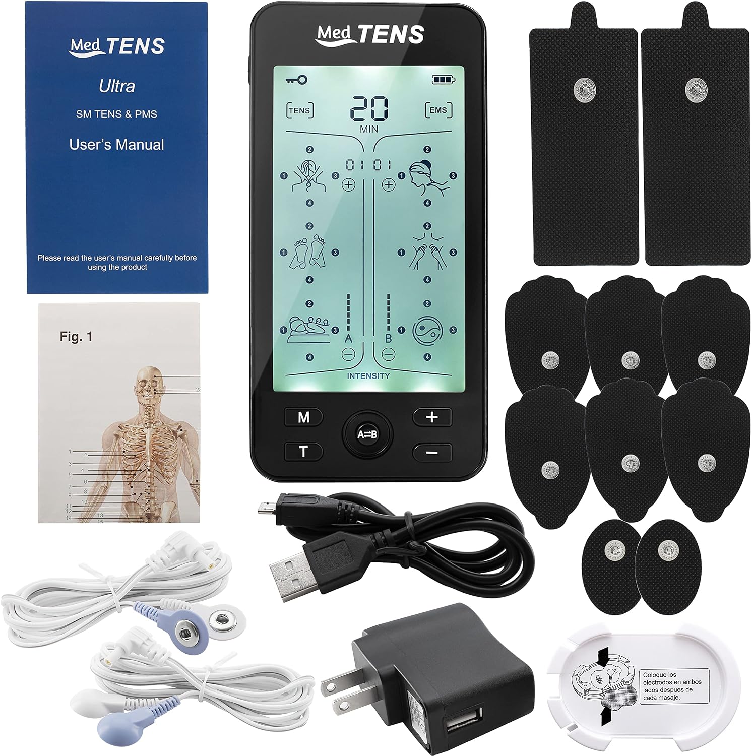 Tens Unit Machine Device 24 Massage Modes Newest Model Muscle Stimulator for Lower Back Neck Shoulder Pain Relief Massager Comes With 10 Pads [5 Pairs]