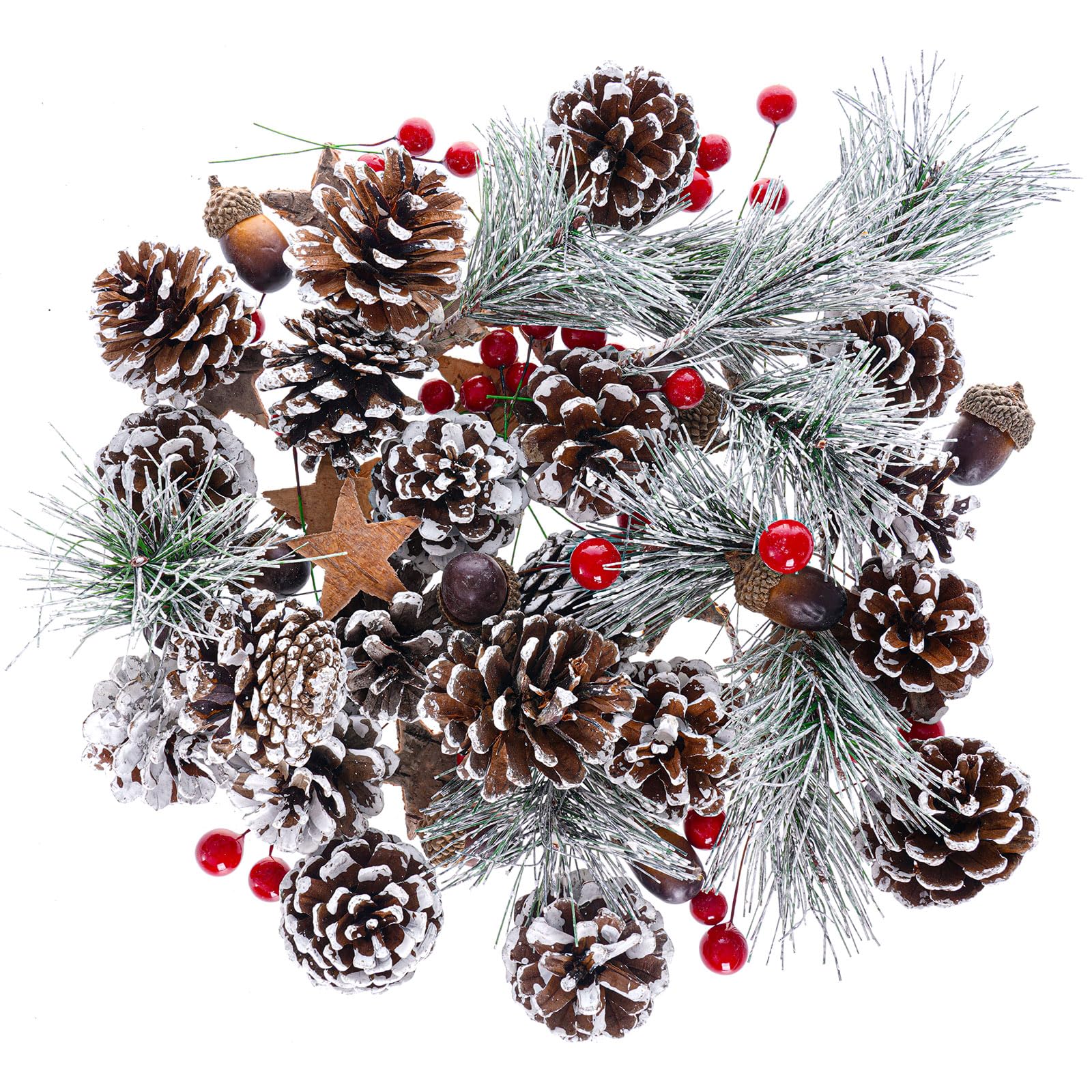 82pcs Artificial Pine Cones Pine Branch Set Fake Natural Pinecones Acorns Red Berries Christmas Decor Ornaments for Home Winter Decorations